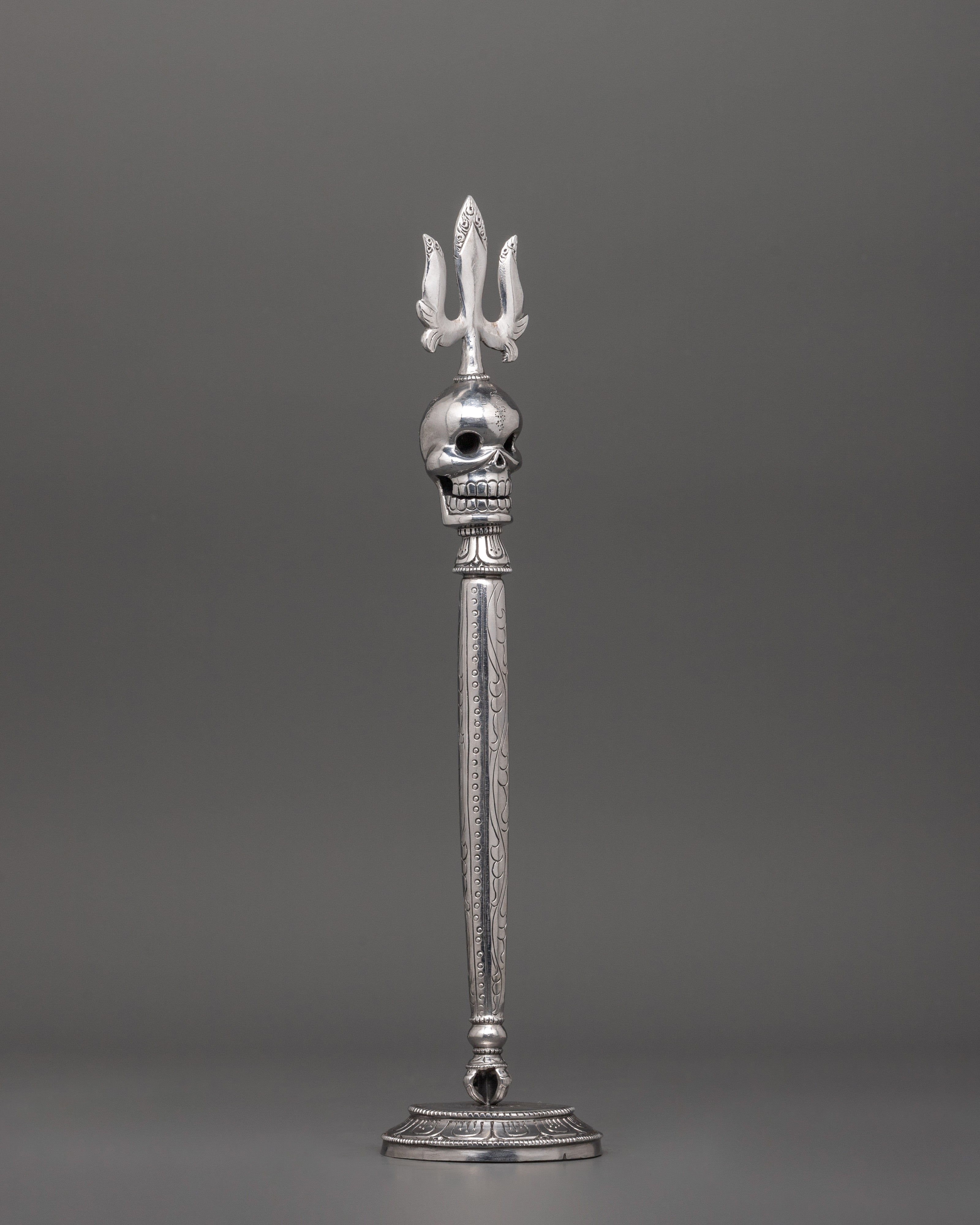 Handcrafted Phurba with Trident and Skull Design | Tibetan Iron Ritual Dagger