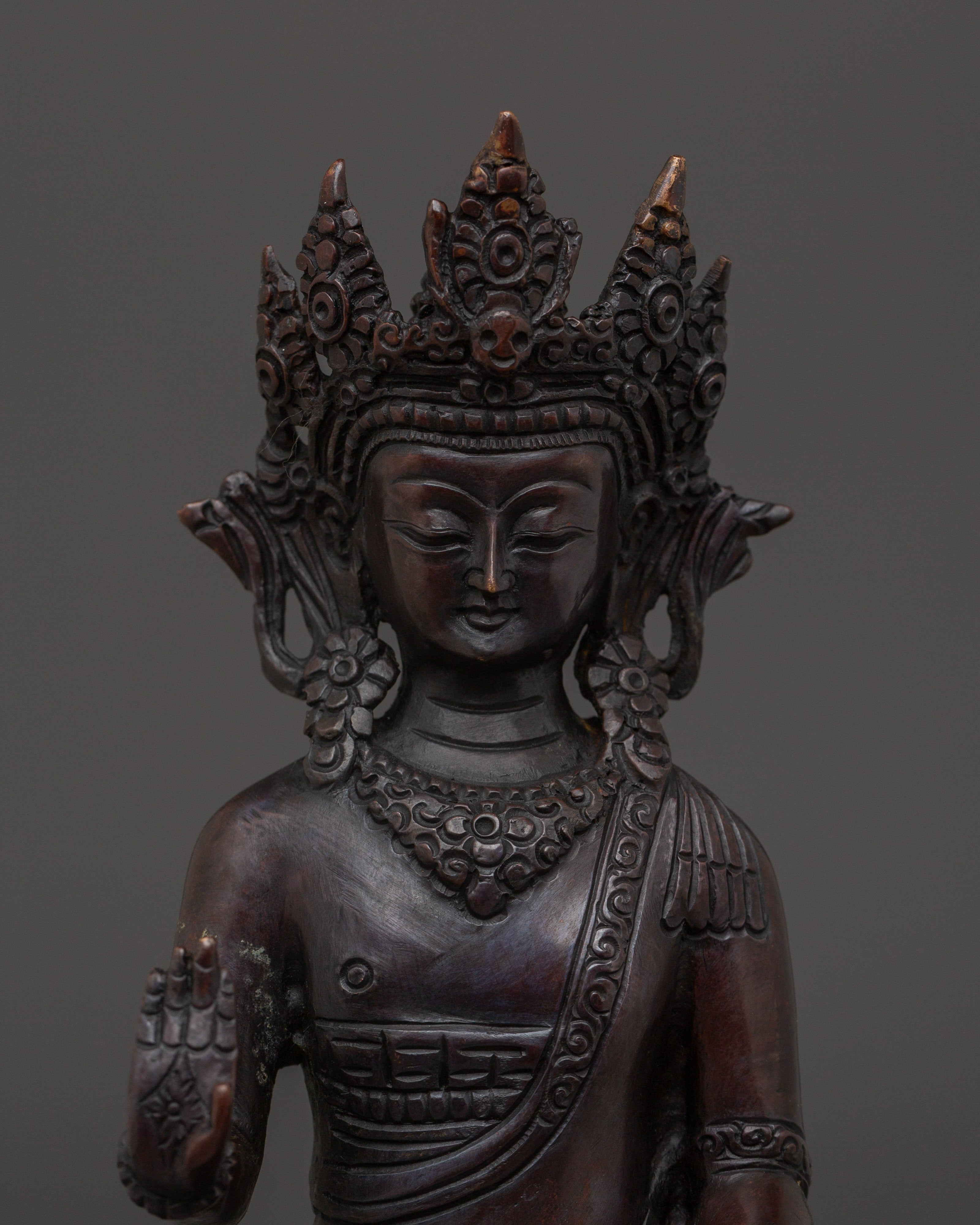 Standing Buddha Copper Statue | Spiritual Home Decor