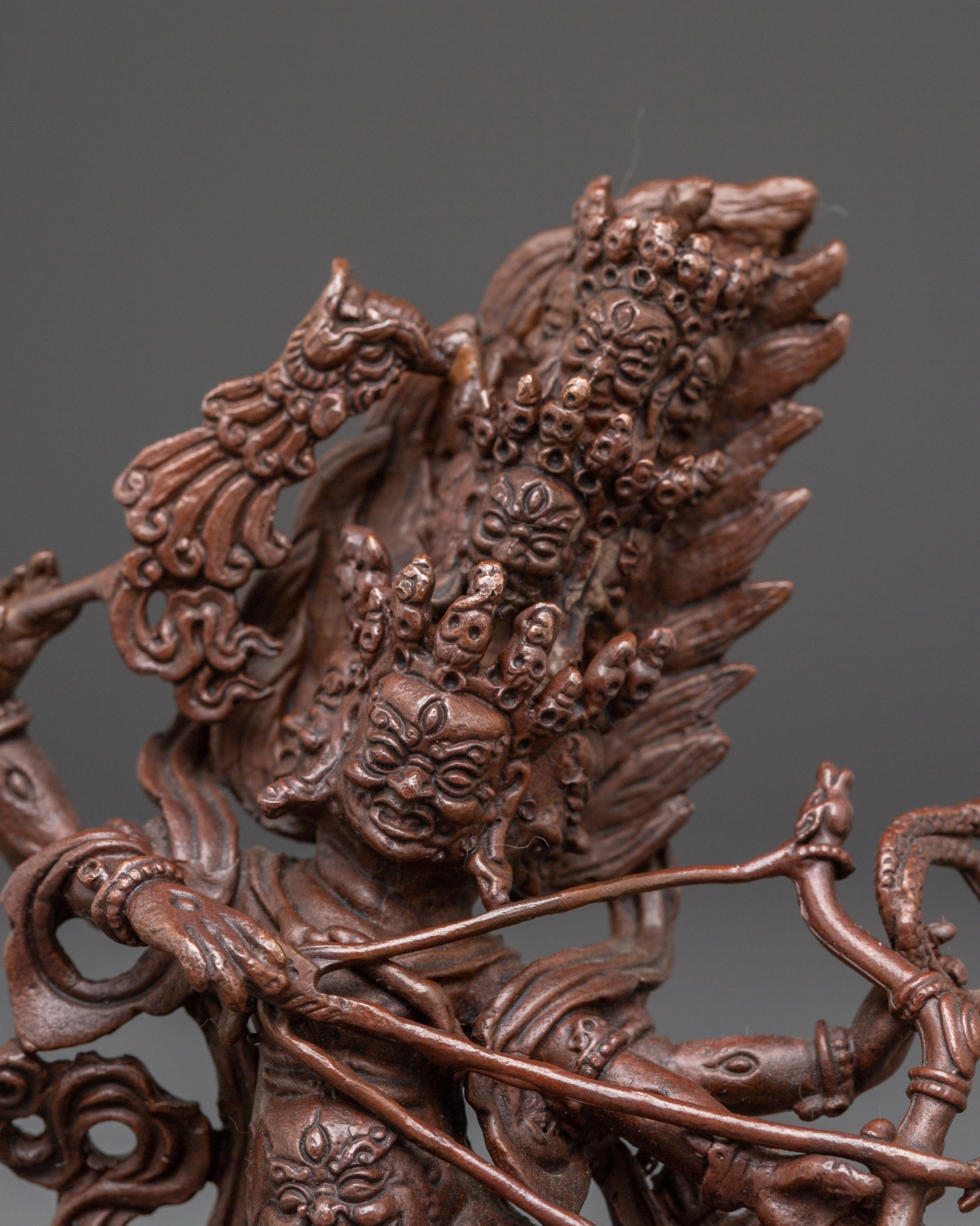Sacred Dharma Protector Rahula Statue | Oxidized Copper Buddhist Deity Sculpture