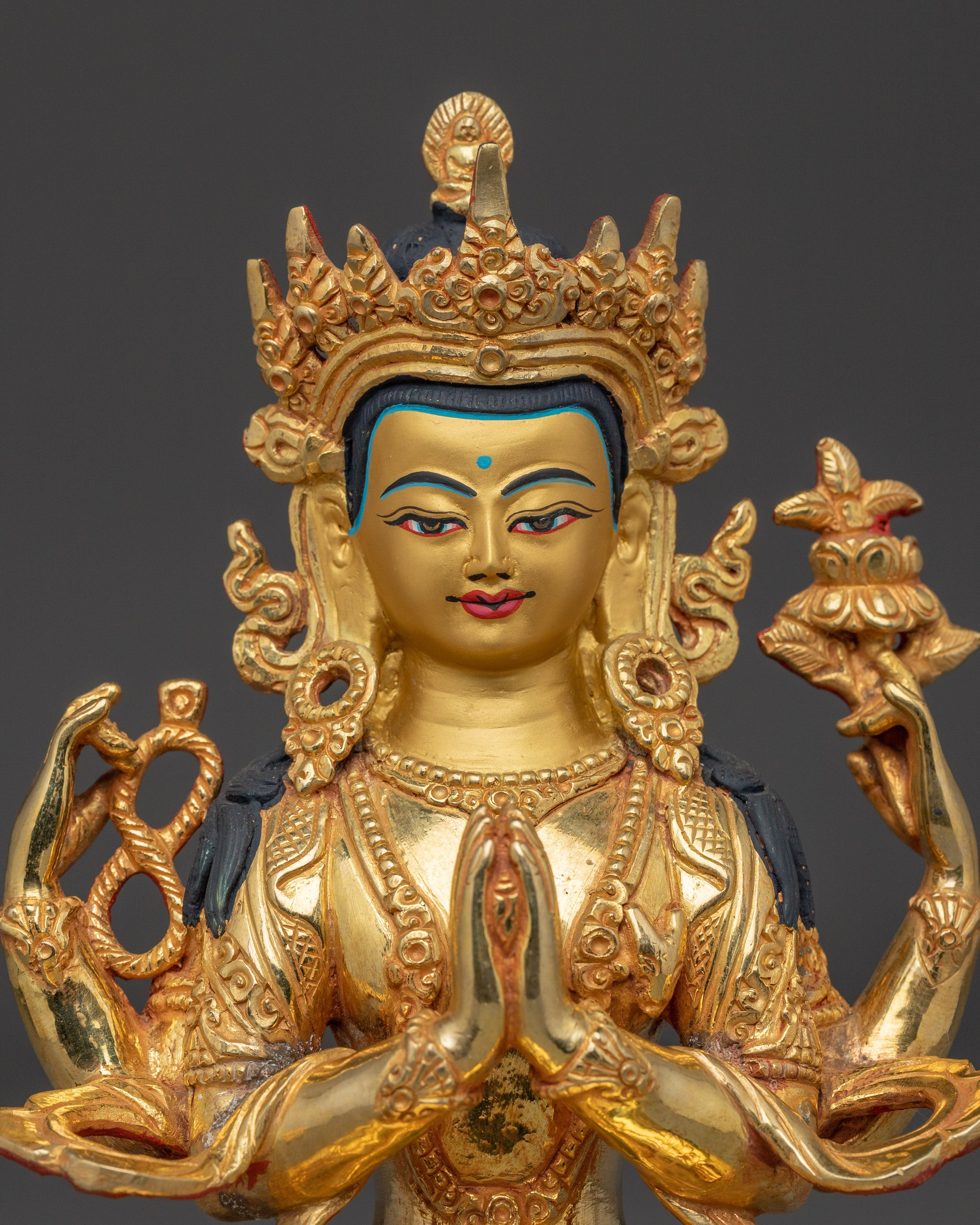 Handcrafted Buddha Artwork of Chenrezig | Protector and Healer in Tibetan Buddhism