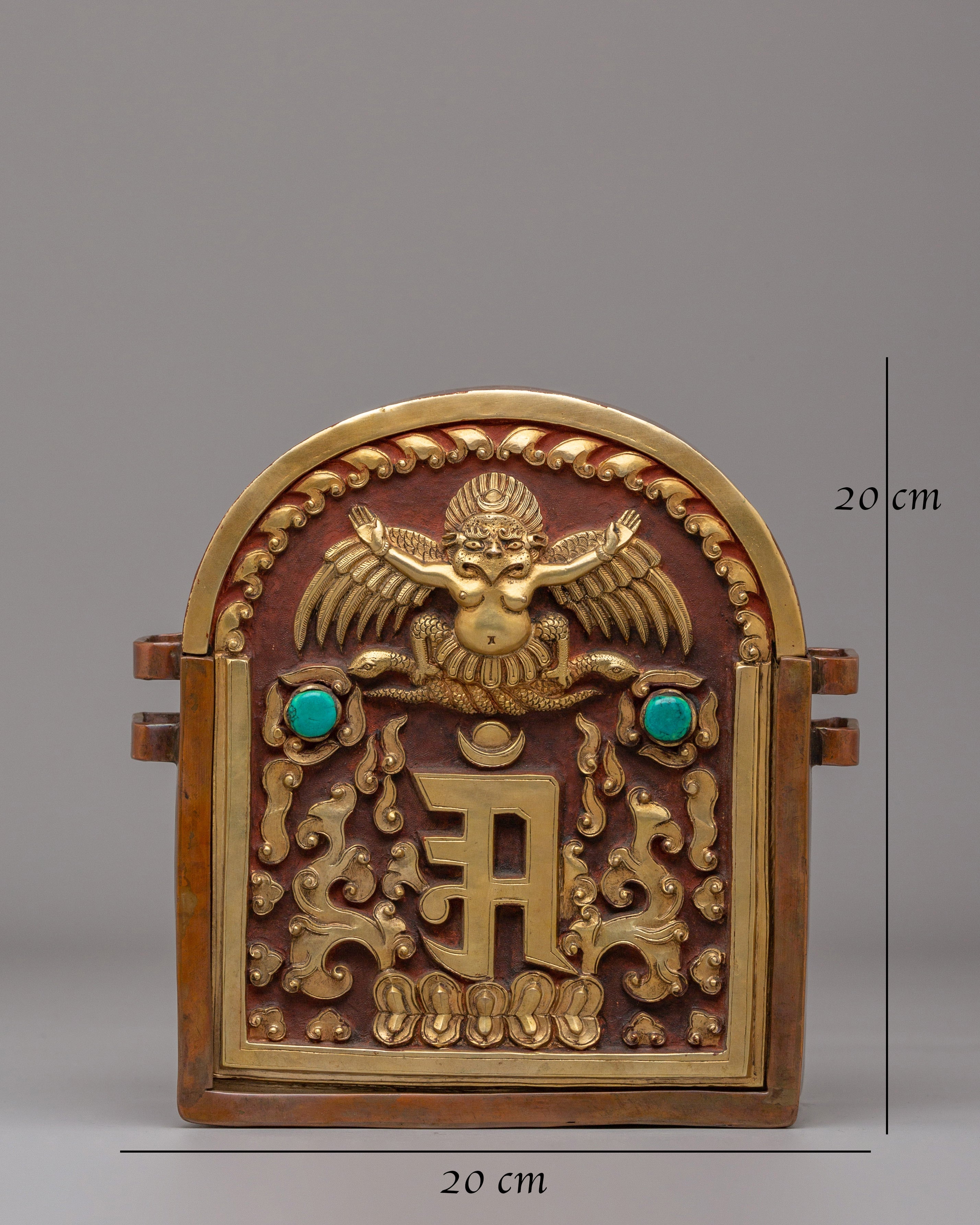 Handmade Garuda Ghau Box | Oxidized Copper with Gold Plating