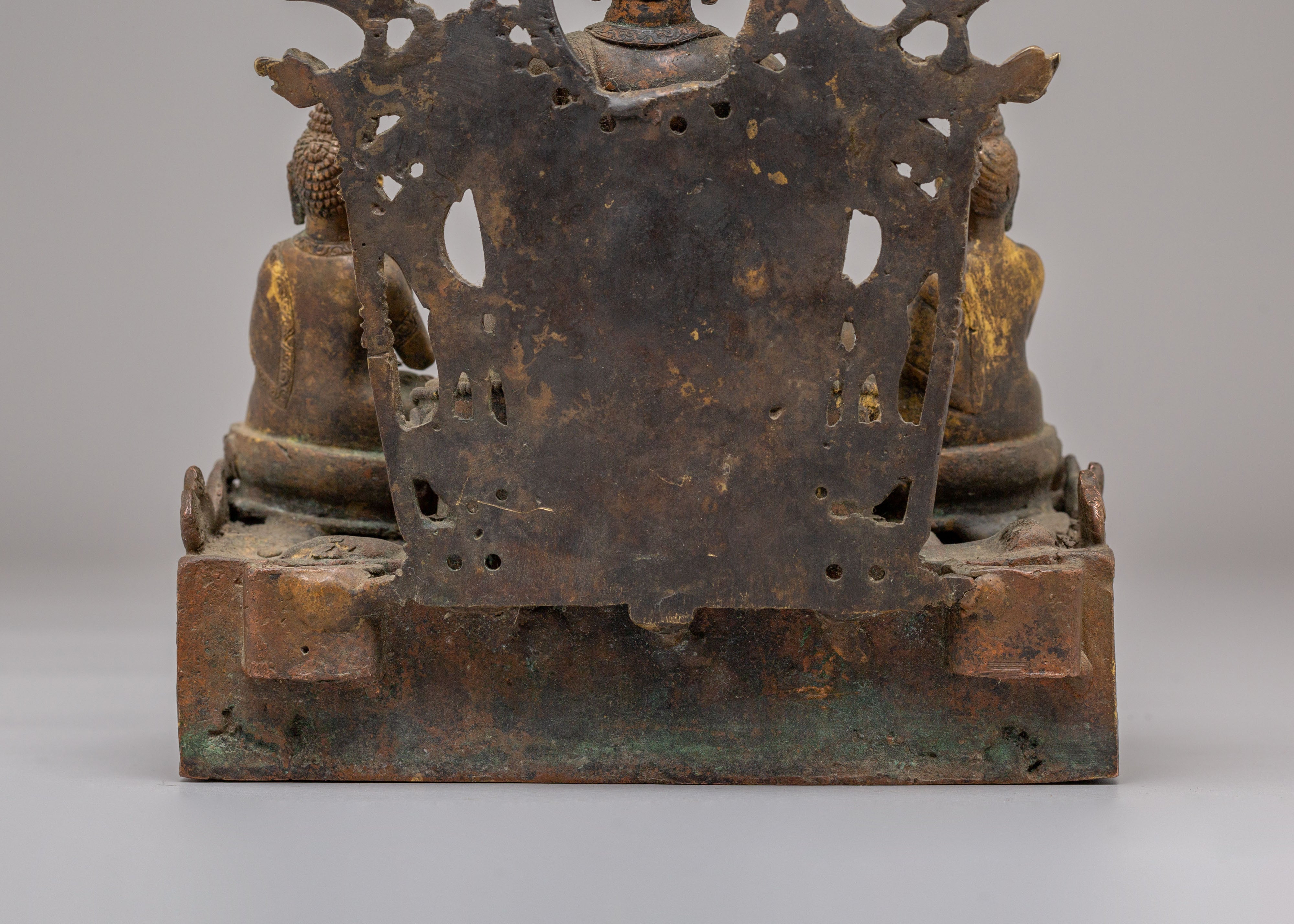 Buddha With Attendant Deities Sculpture | Sacred Altar Figure