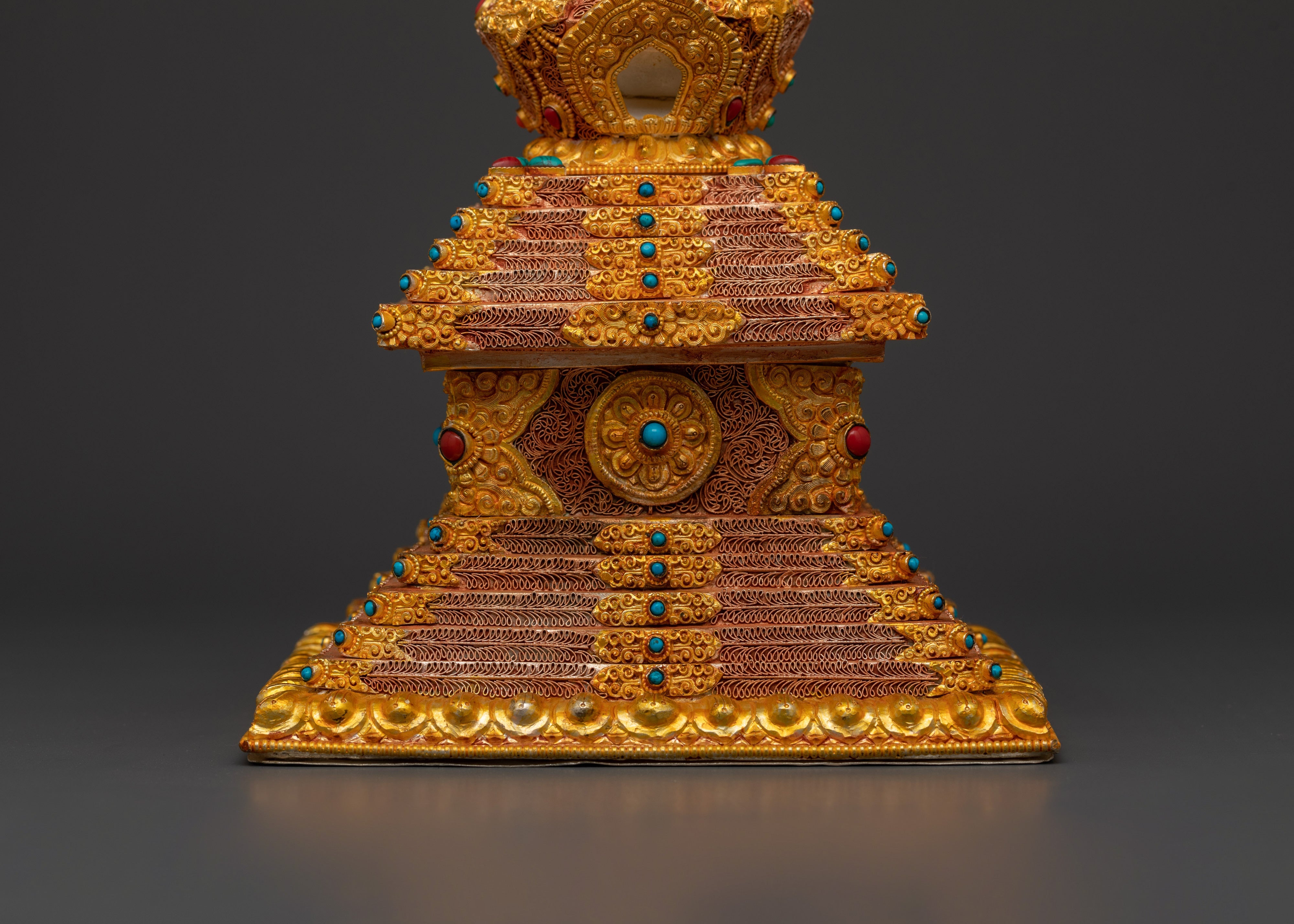 Vajrayana Stupa Art | Gold-Plated Copper Buddhist Altar