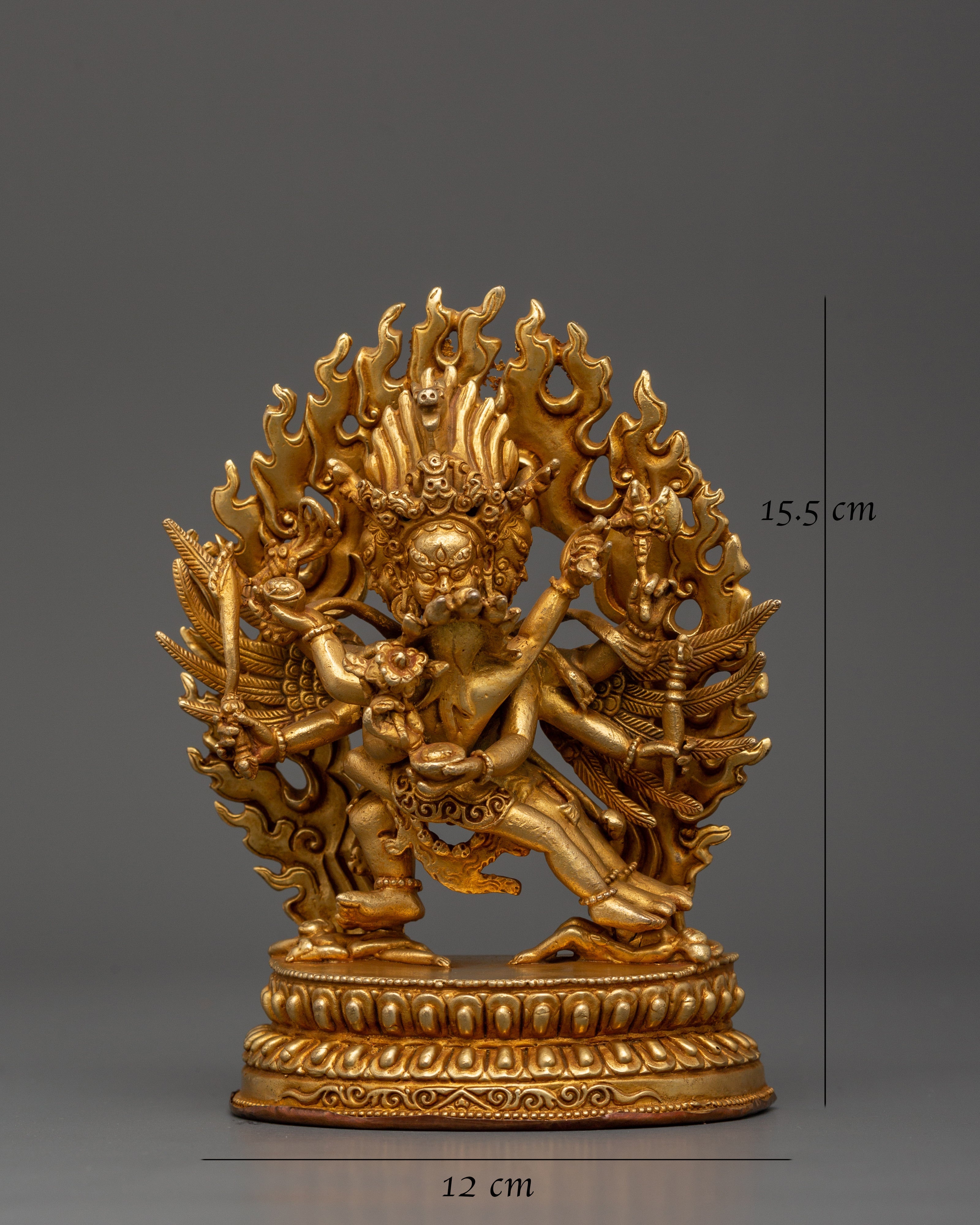 Gold Plated Hayagriva Statue | Copper Tantric Guardian for Protection
