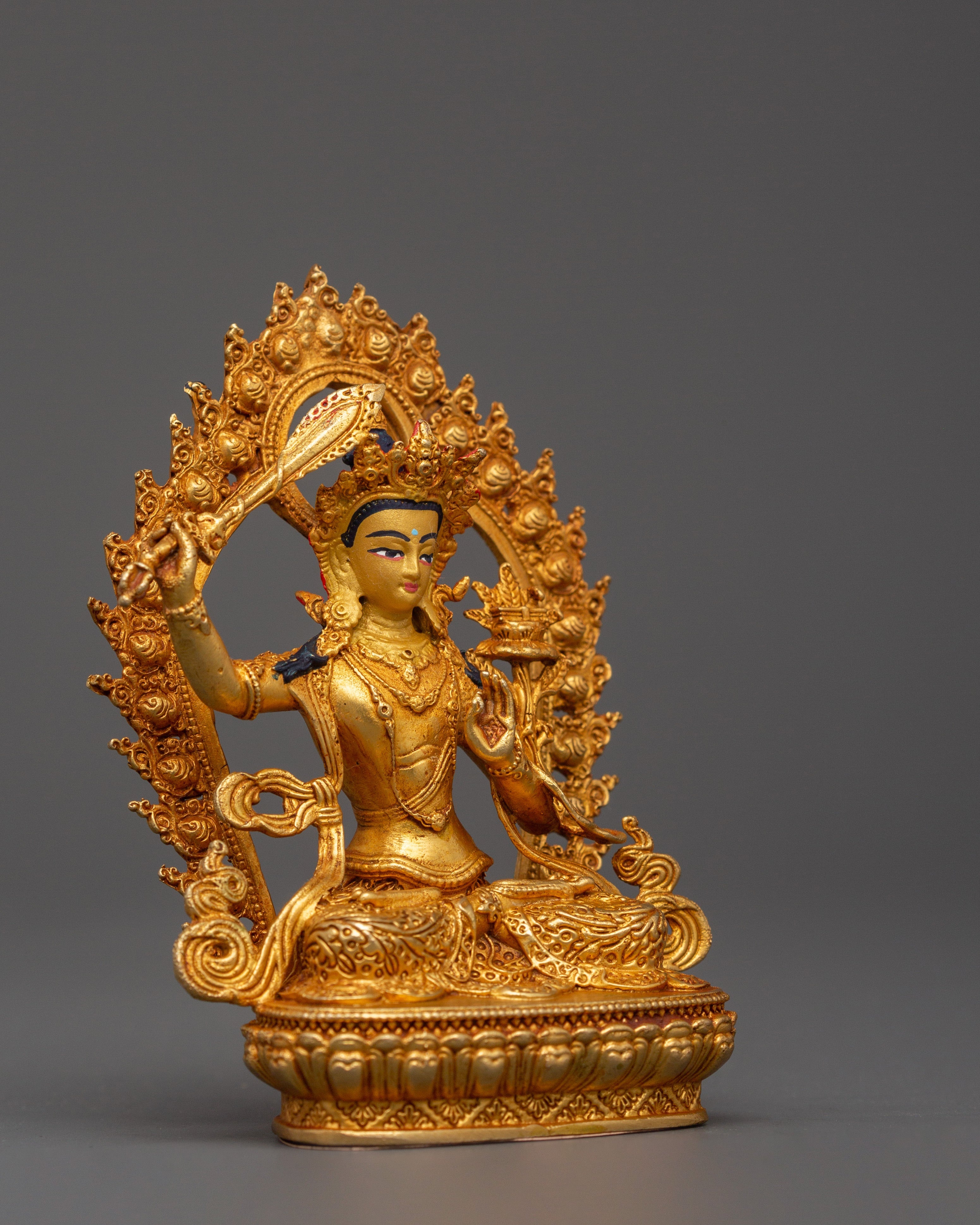 Manjushri Buddhist Wisdom Deity Statue | Ideal for Buddhist Altar and Zen Artwork