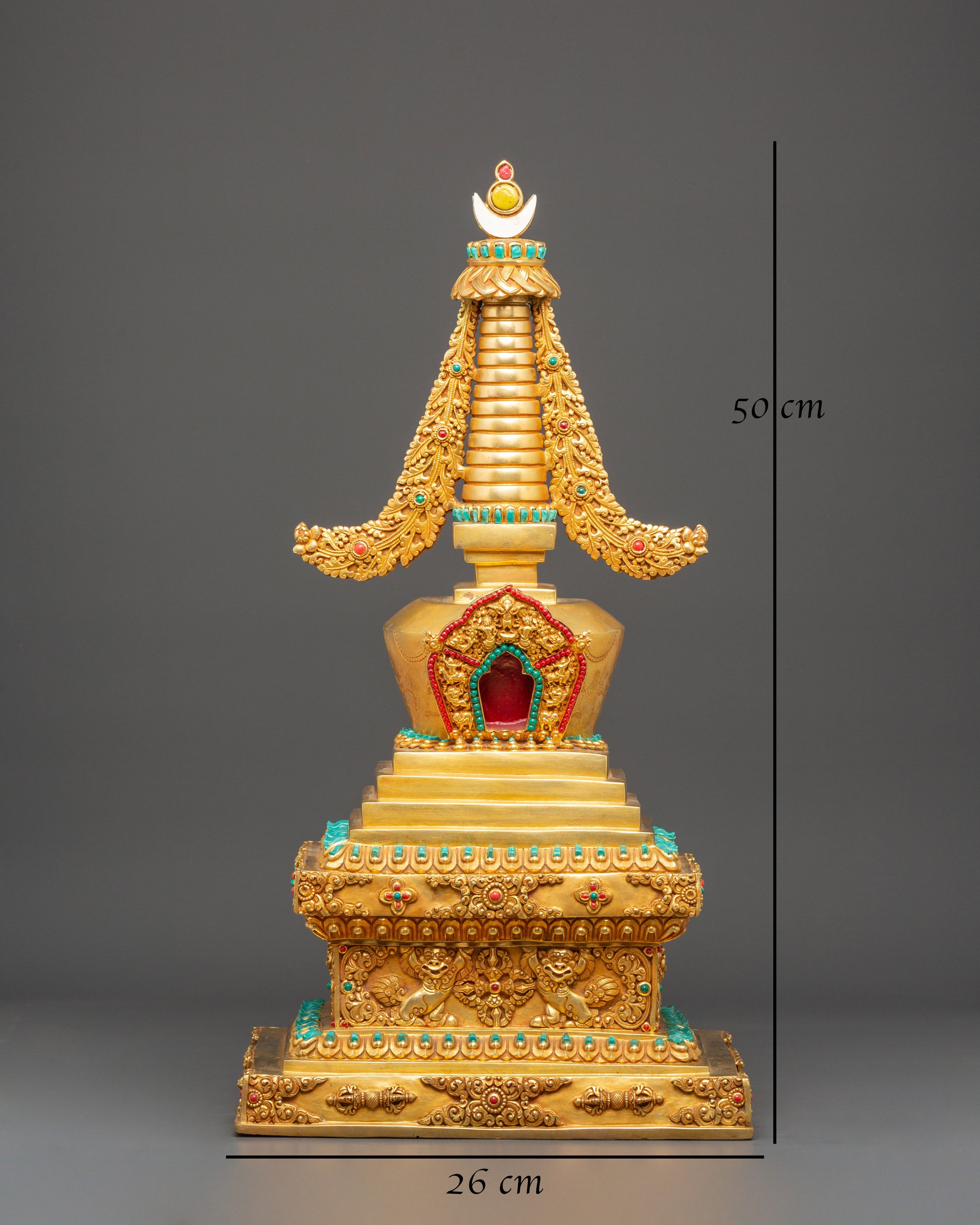 Spiritual Tibetan Buddhist Stupa | Gold Plated Sacred Monument