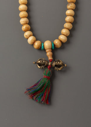 Tibetan Mala Beads with Bronze Vajra | 108 Bead Prayer Necklace