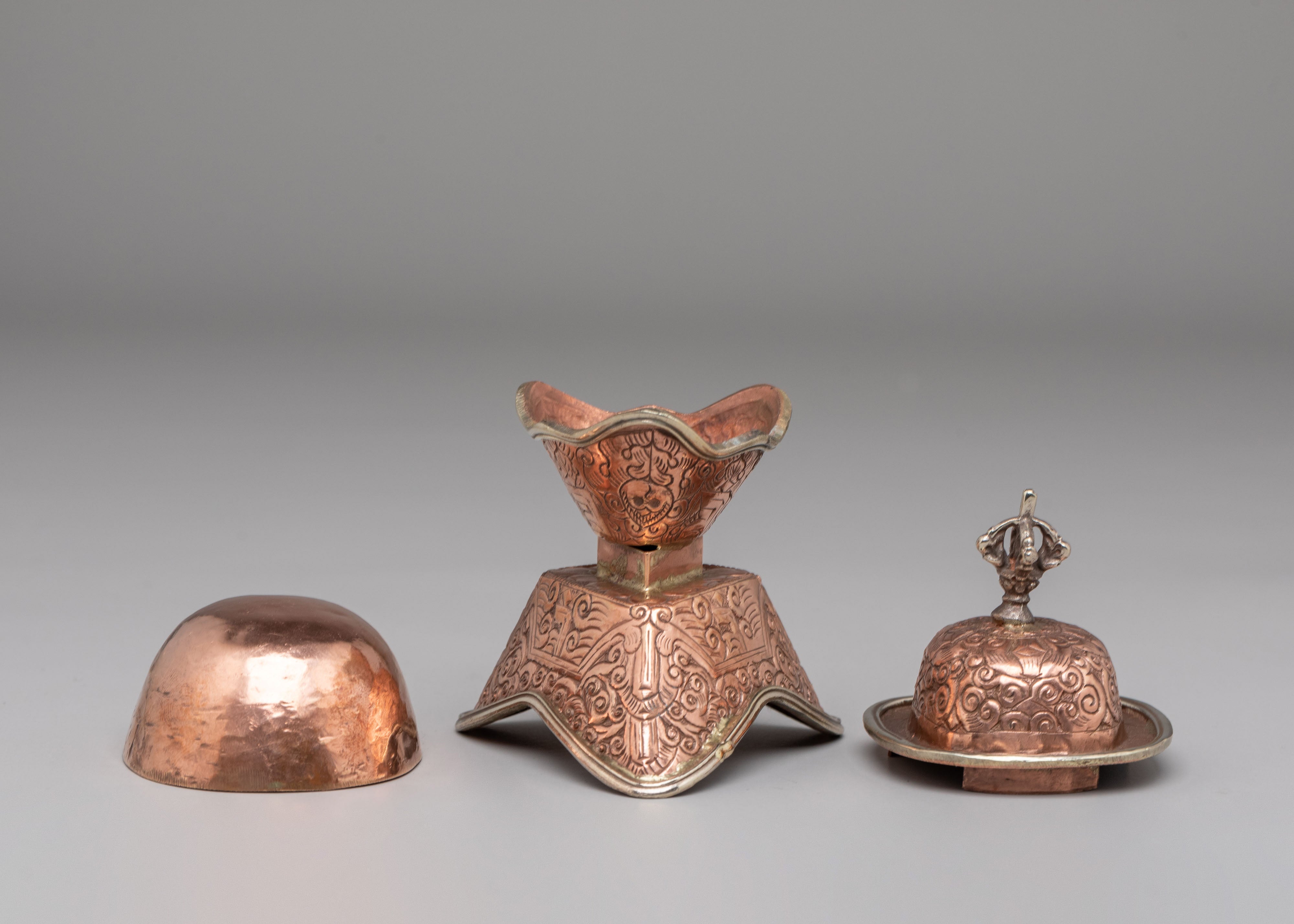 Handcrafted Kapala Ritual Tool | Tibetan Copper Skull Bowl