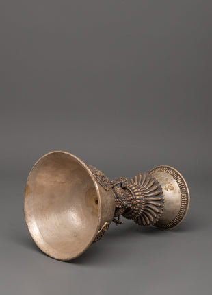 Tibetan Buddhist Butter Lamp | Sacred Tibetan Ritual Lamp in Pure Silver
