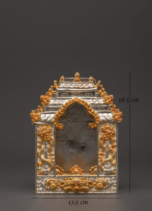 Hand-carved Copper Ghau Box | Tibetan Amulet with Biswo Vajra & Dragon Motif