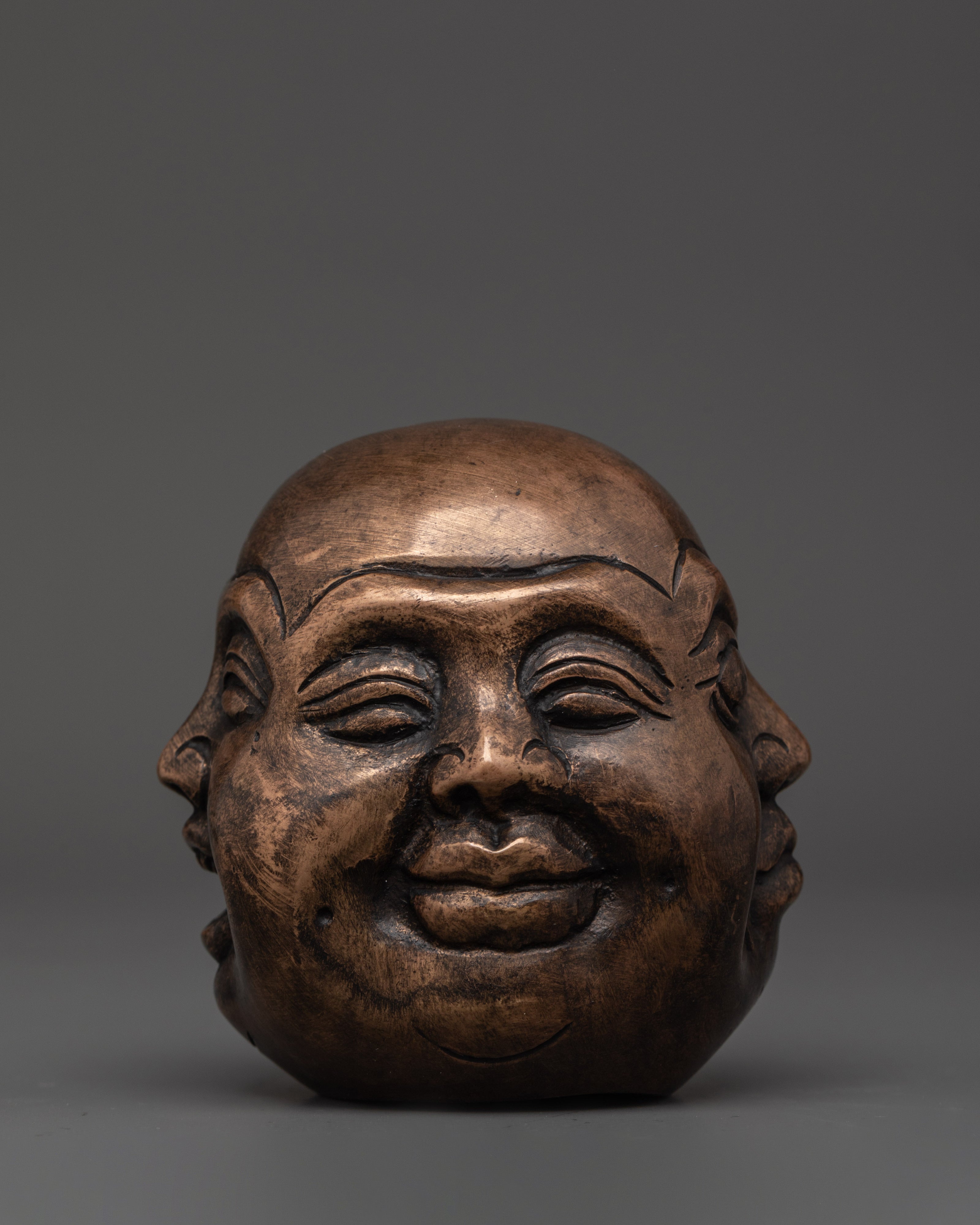 Sacred Laughing Buddha Head | Brass Buddha Sculpture for Spiritual Decor