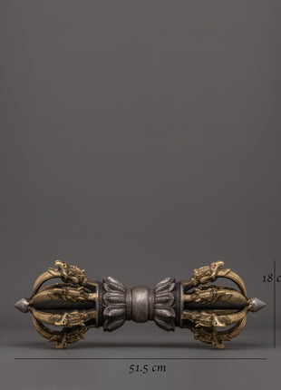 Handcrafted Brass Body Vajra with Iron Core | Tibetan Dorje Ritual Tool