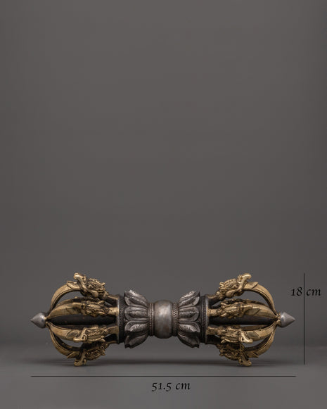 Handcrafted Brass Body Vajra with Iron Core | Tibetan Dorje Ritual Tool
