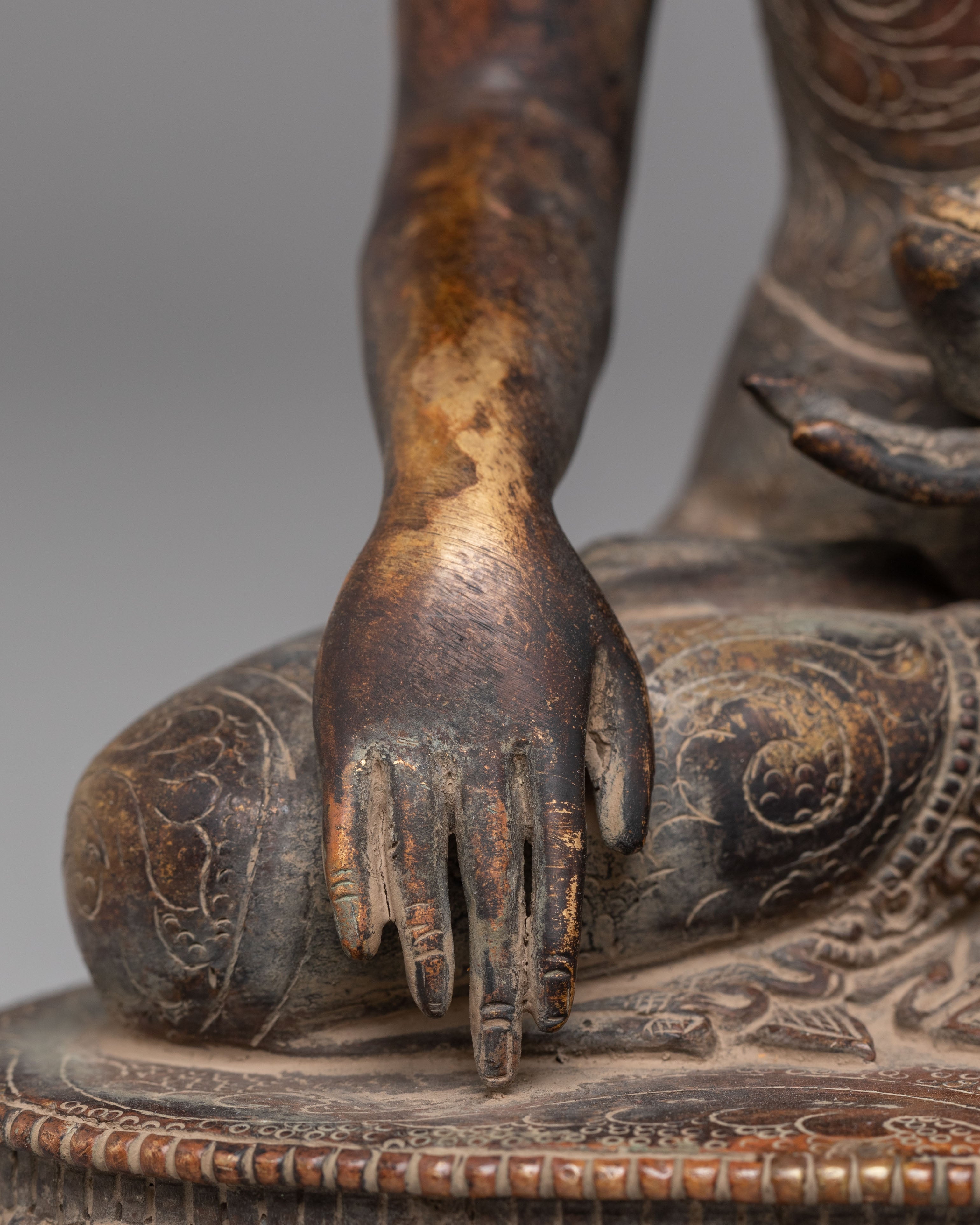 Shakyamuni Buddha Oxidized Tibetan Sculpture for Decor