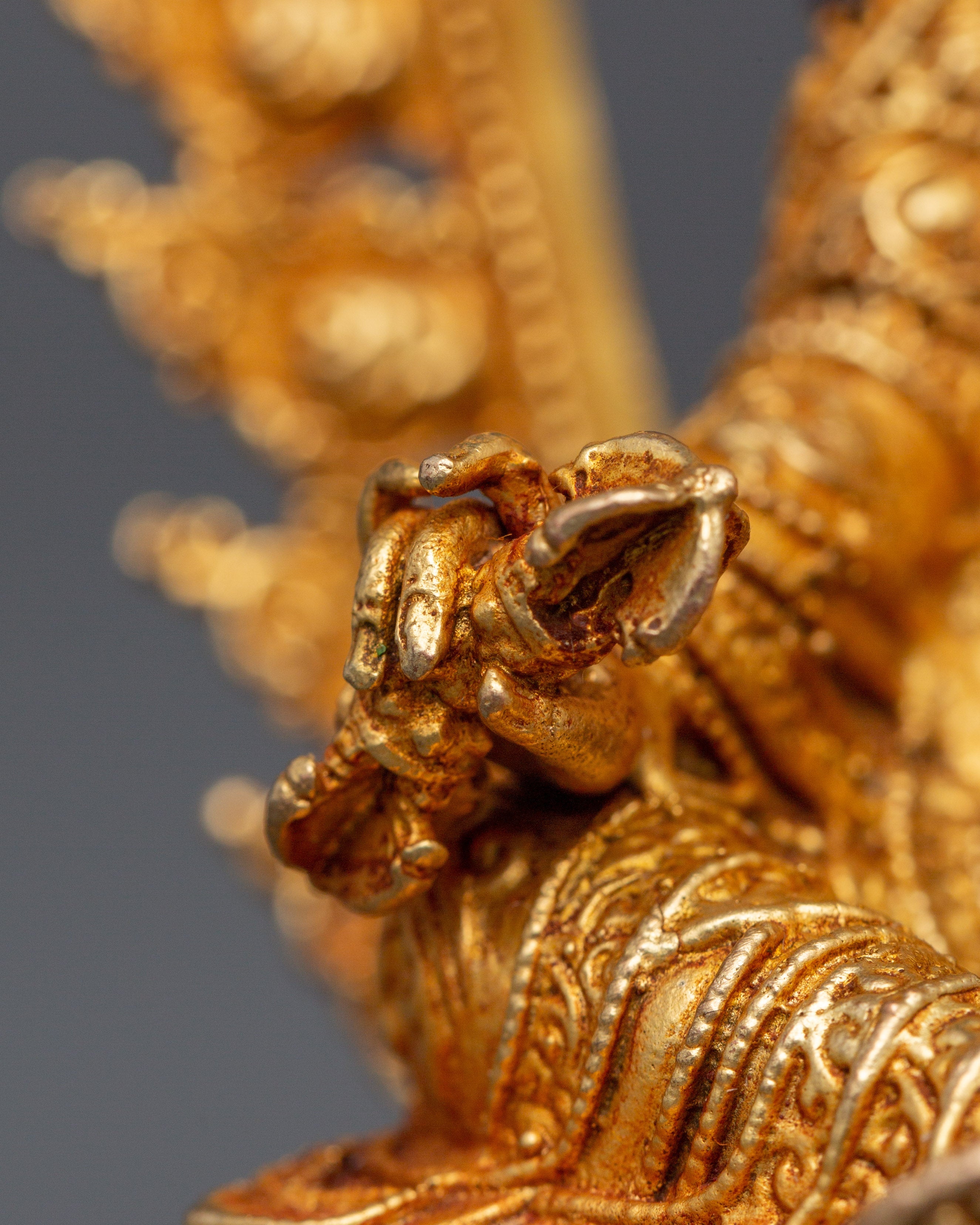 Gold Plated Guru Rinpoche Statue | Tibetan Buddhist Altar Figurine