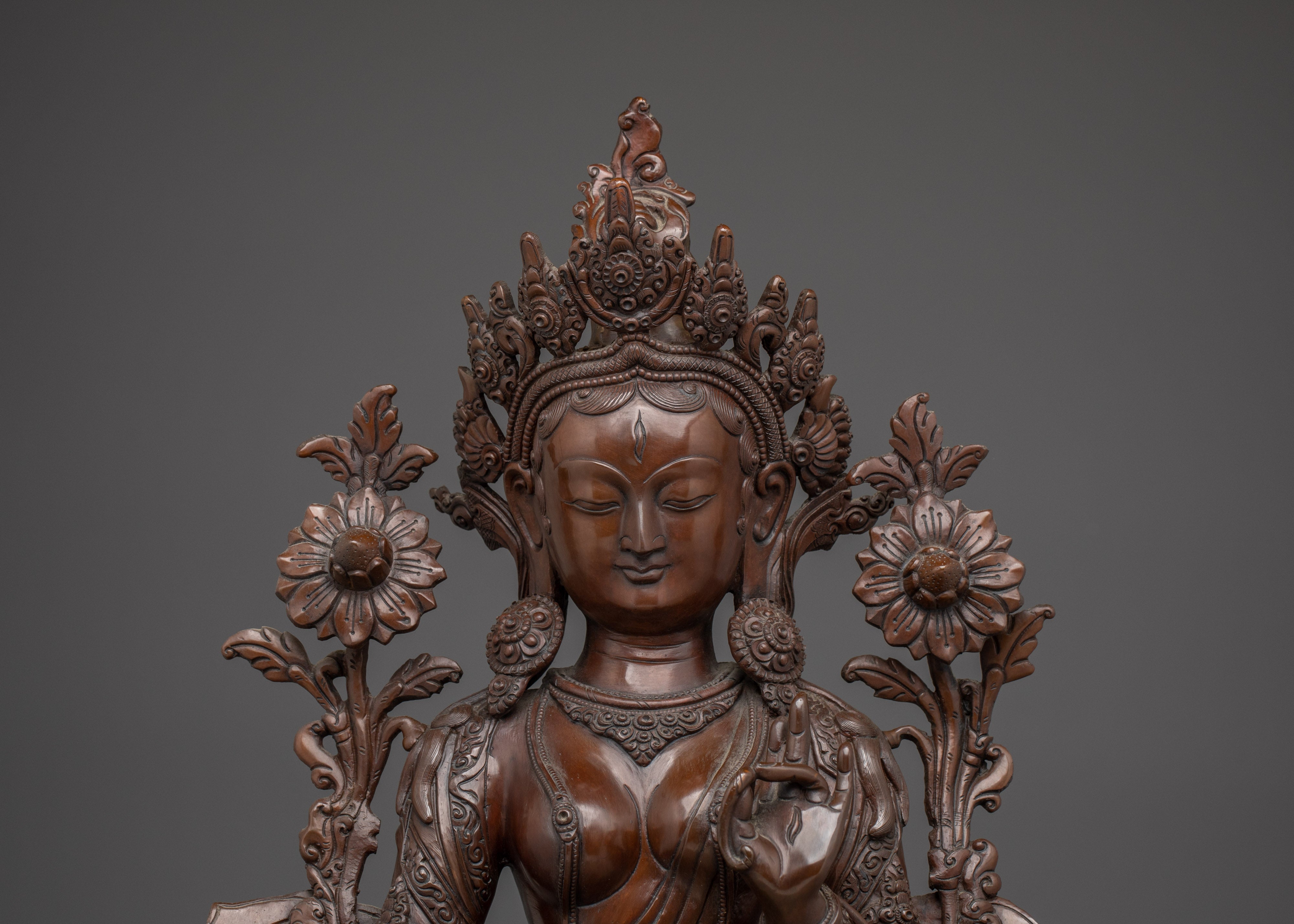 Copper Sculpture of White Tara | Peaceful Tara