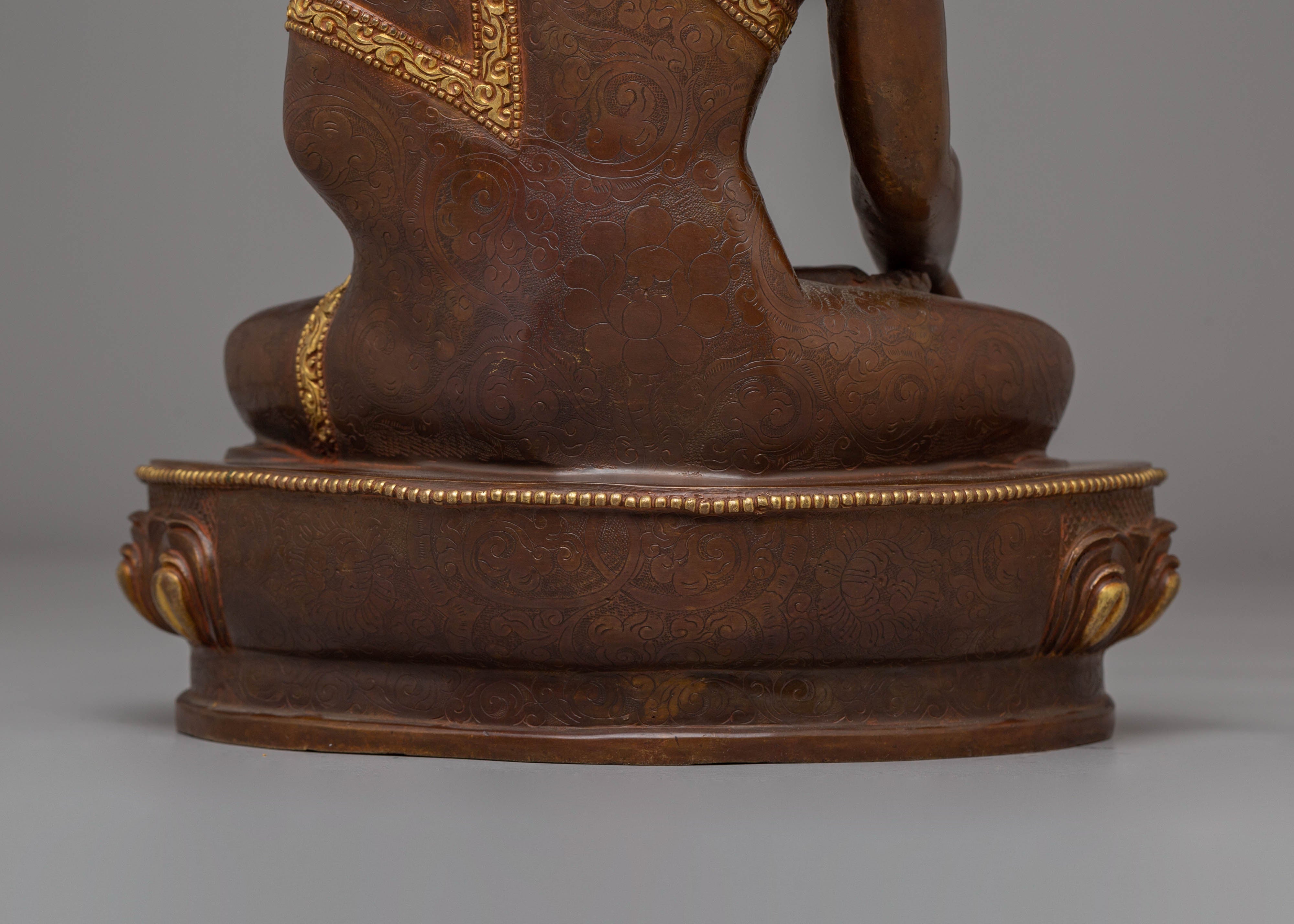 Buddha Shakyamuni Divine Statue | Sacred Copper & Gold-Plated Sculpture