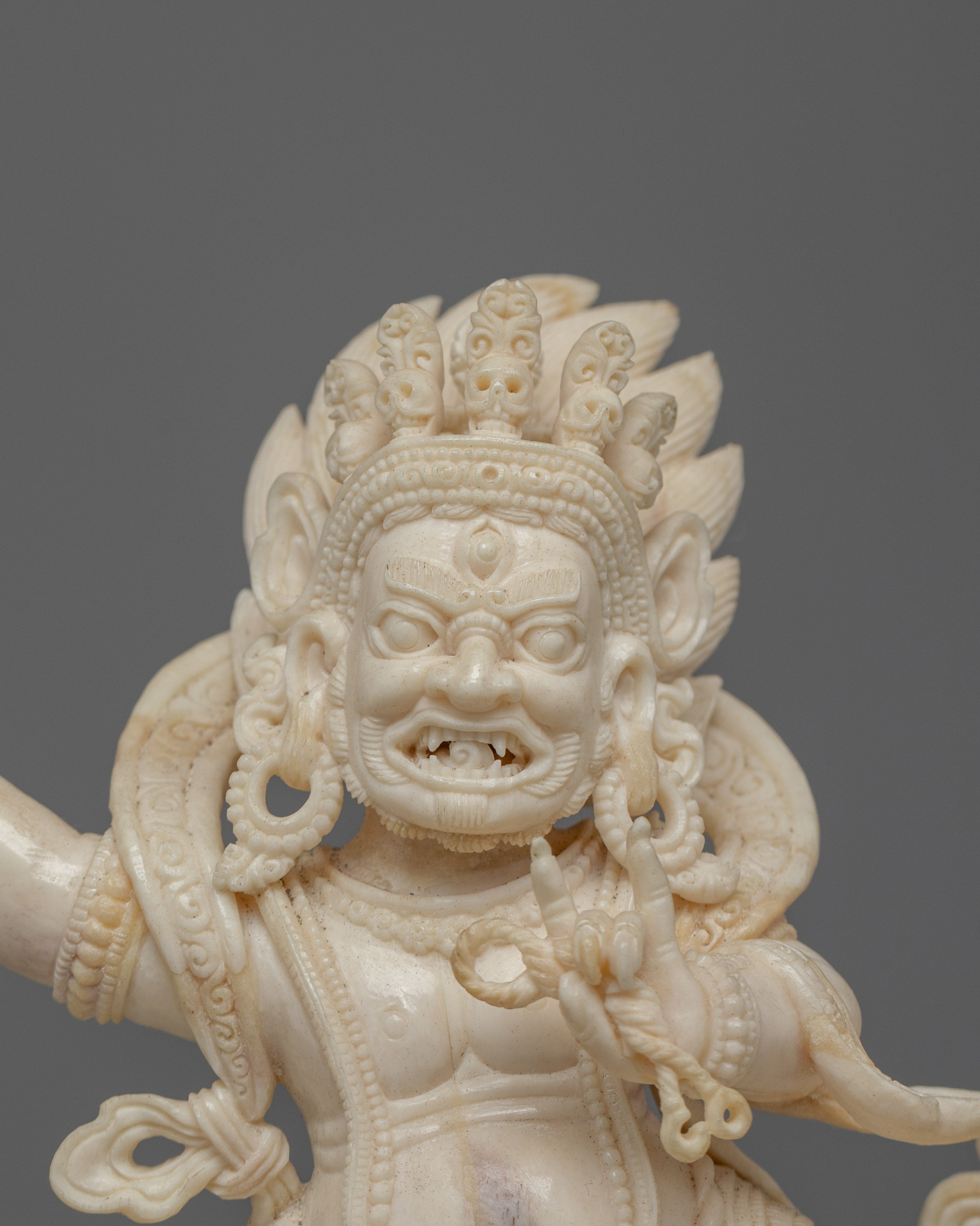 Vajrapani Bone Carving Statue | Tibetan Buddhist Protector Deity