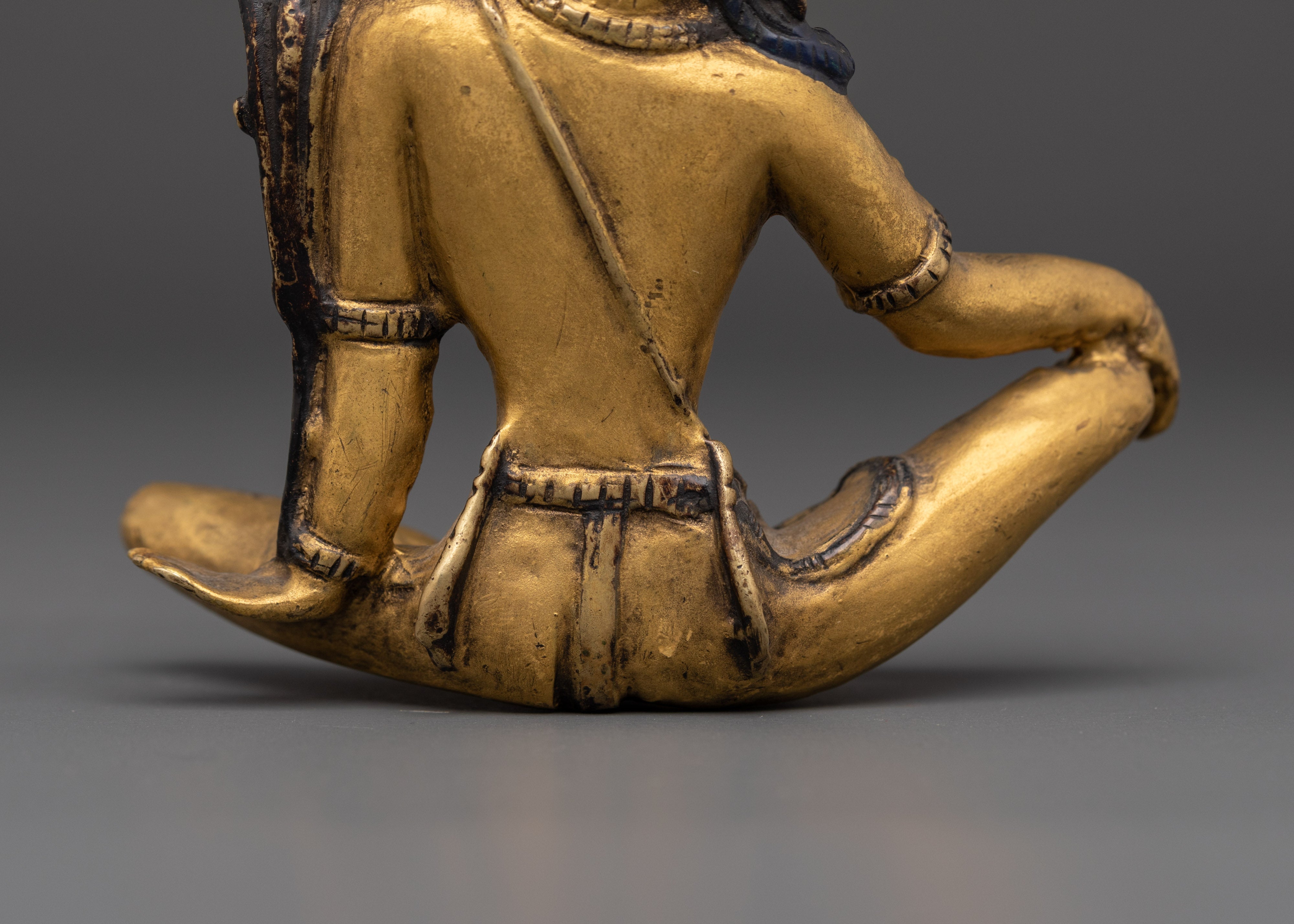 Handcrafted Indra Sculpture | Bronze and Gold Paint Hindu Deity Statue