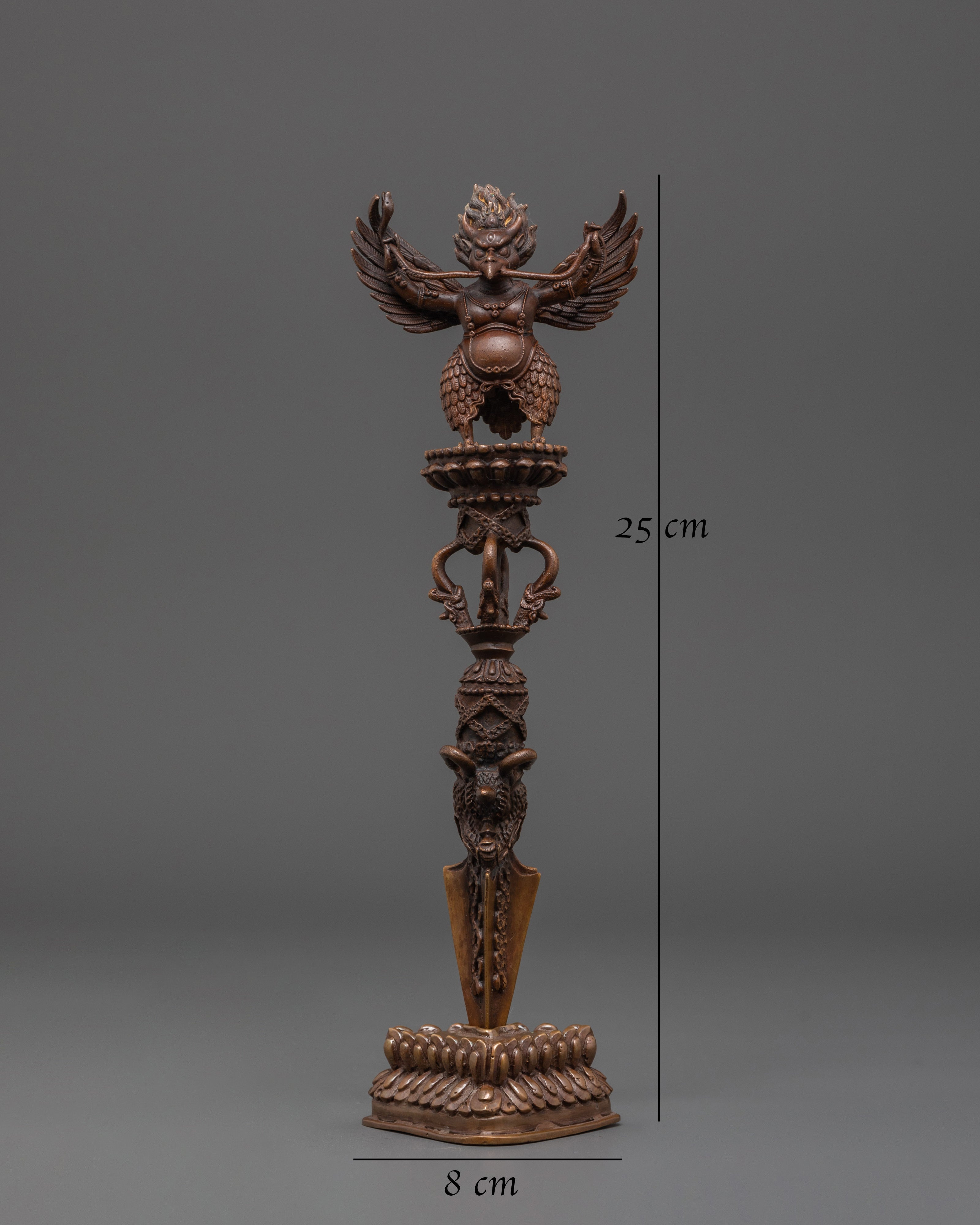 Handmade Tibetan Garuda Phurba | Oxidized Copper Ritual Dagger