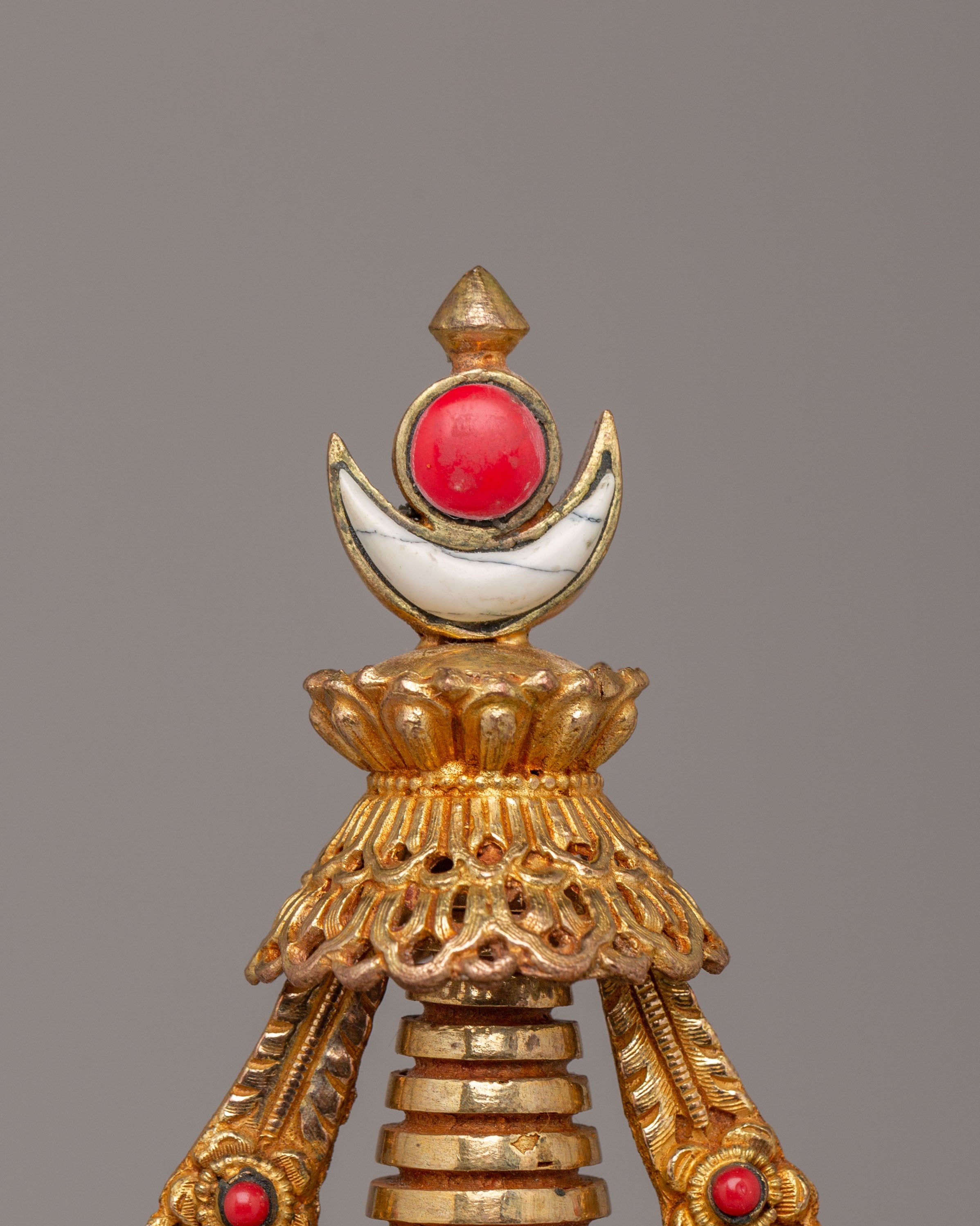 Tibetan Ritual Enlightenment Stupa | Gold Plated Copper Stupa