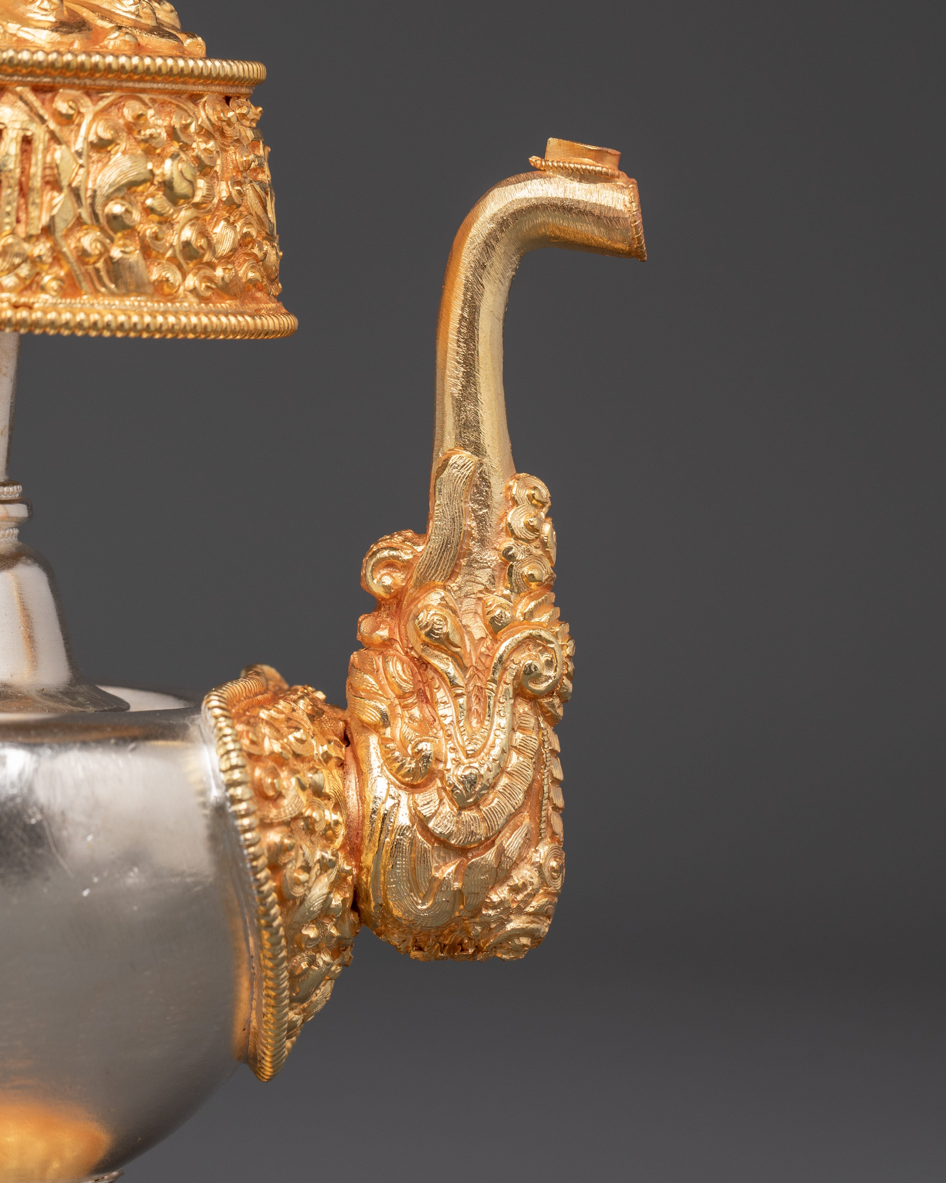Tibetan Ritual Bhumba | Sacred Copper Vessel with Gold and Silver Plating