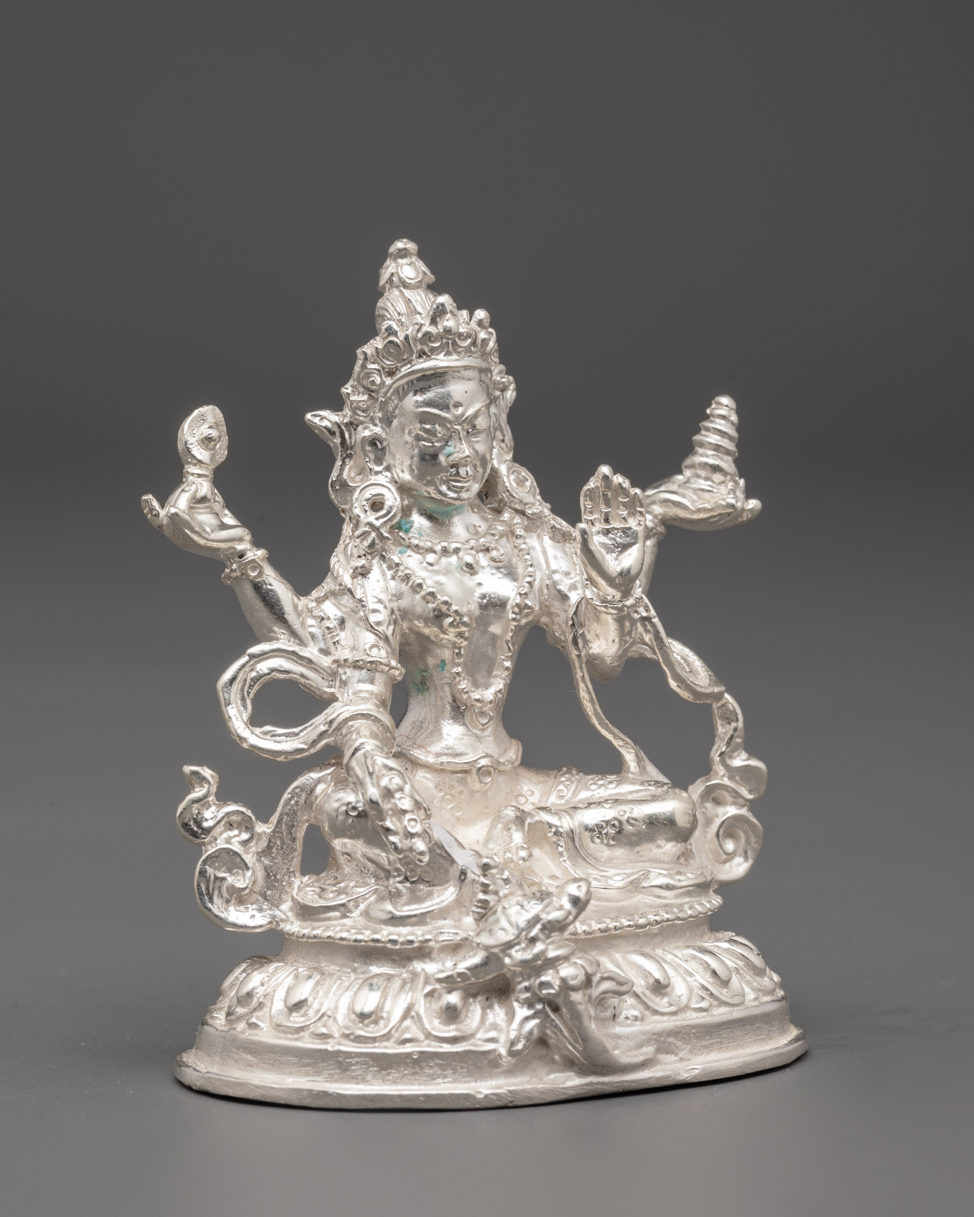 Handcrafted 98% Silver Lakshmi Idol | Spiritual Hindu Altar Statue