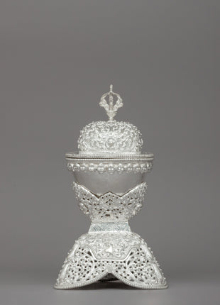 Exquisite Silver Kapala for Tibetan Rituals and Offerings | Tibetan Buddhist Ritual Cup