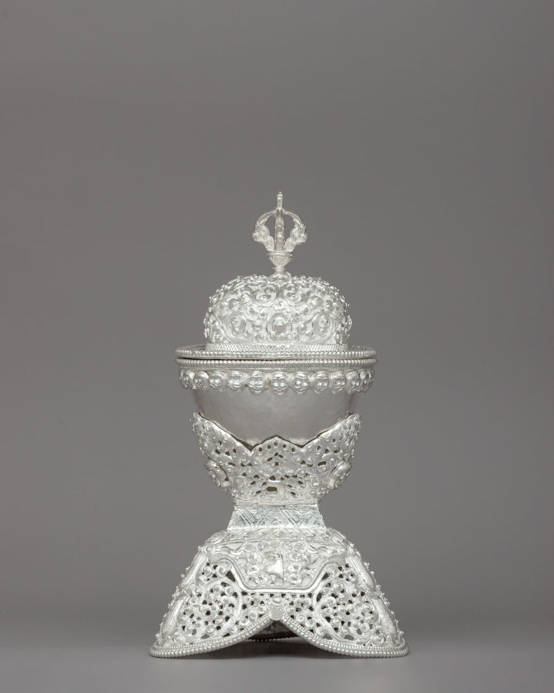 Exquisite Silver Kapala for Tibetan Rituals and Offerings | Tibetan Buddhist Ritual Cup