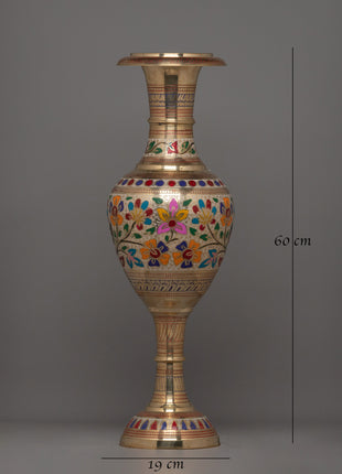 Decorative Brass Vases with Acrylic Floral Design |  Elegant Home Decoration