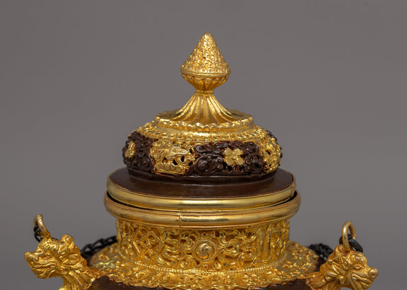 Gold-Plated Hanging Incense Burner | Copper & Gold-Plated Ritual Censer