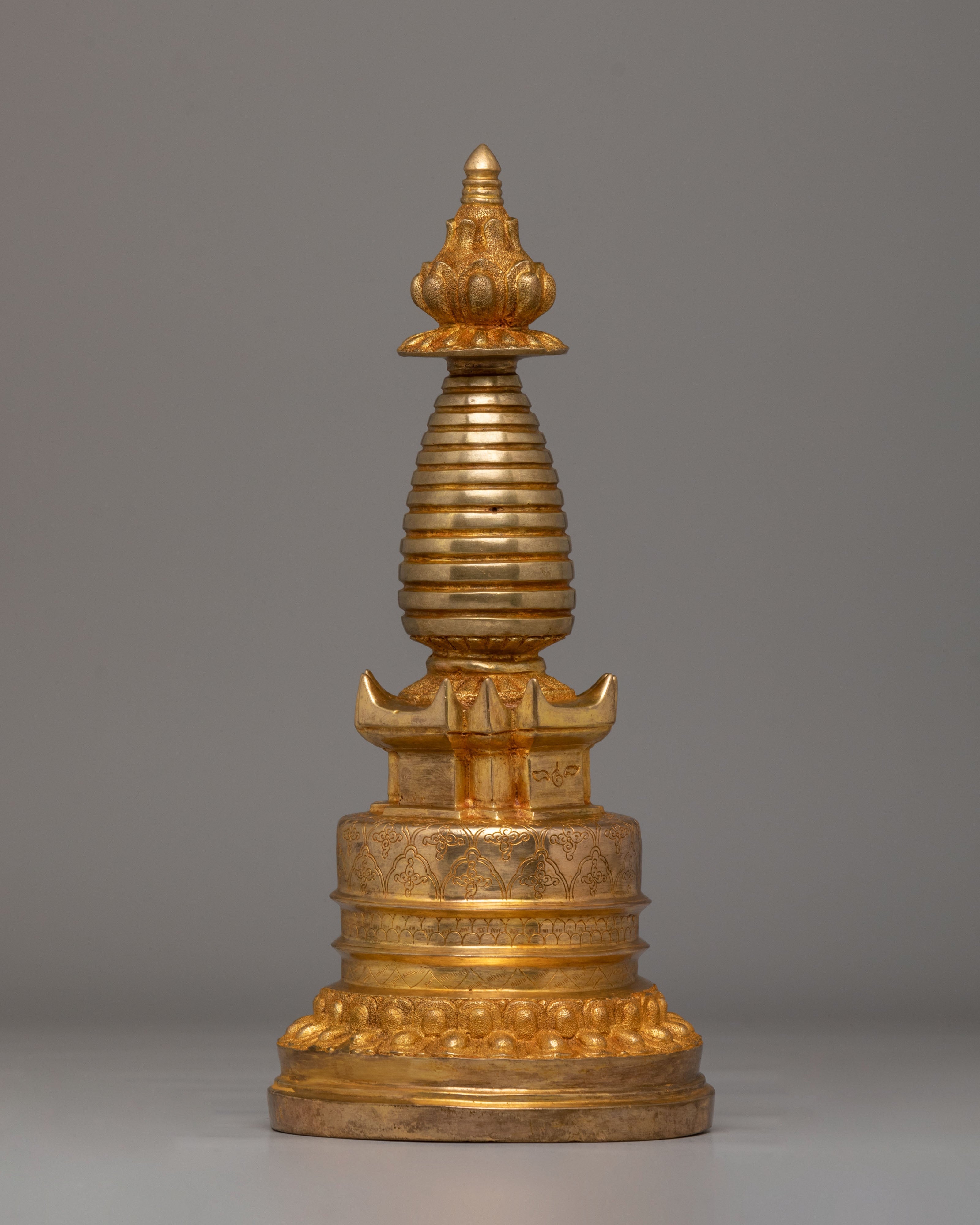 Sacred Ritual Kadampa Stupa | Gold Plated Copper Stupa for Altar