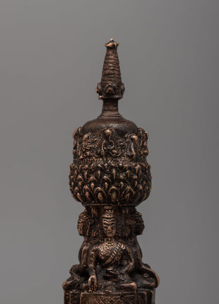 Traditional Sacred Buddhist Brass Stupa | Symbol of Enlightenment and Spiritual Growth