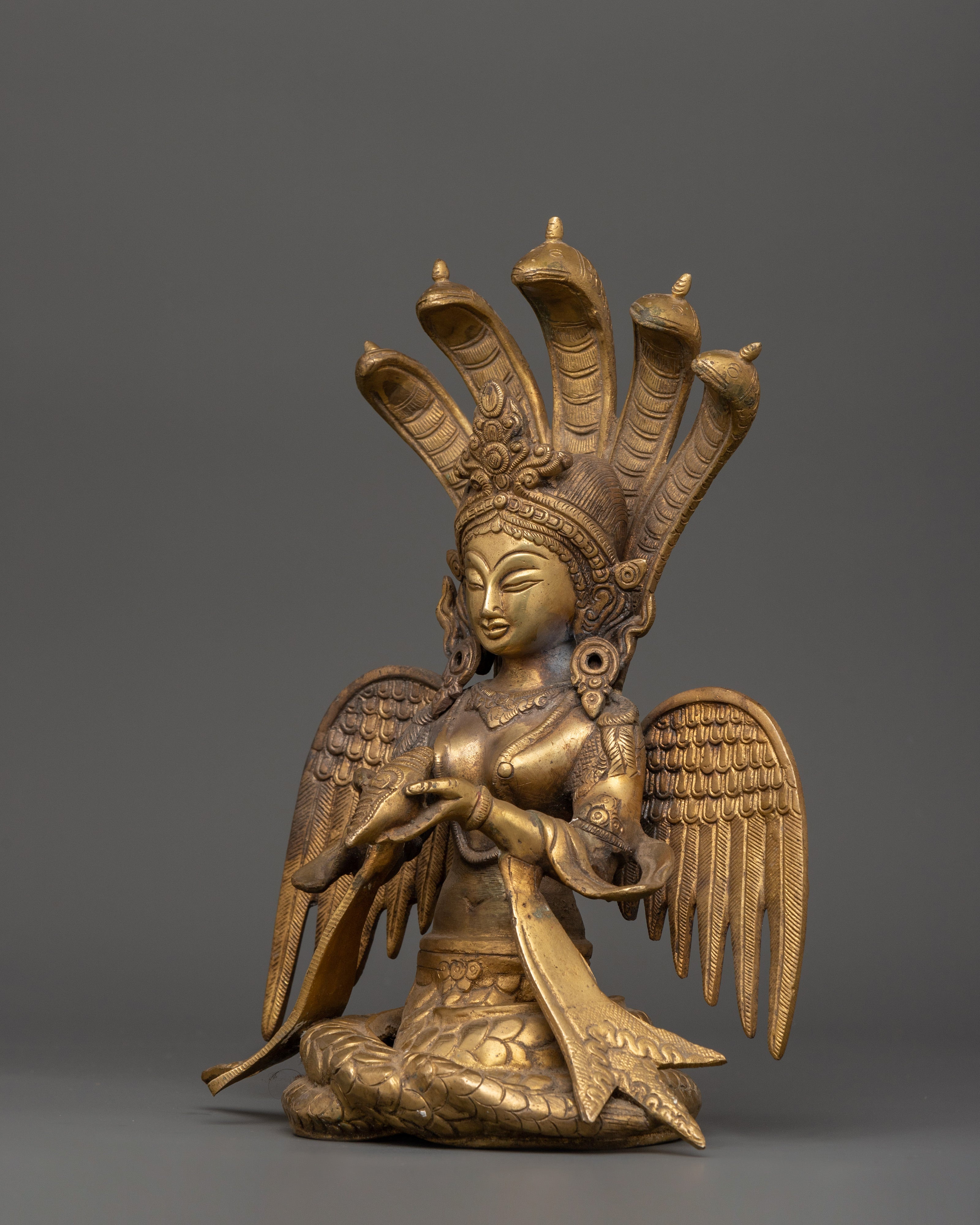 Handcrafted brass Naagkanya statue | Sacred Brass Home Altar Decor