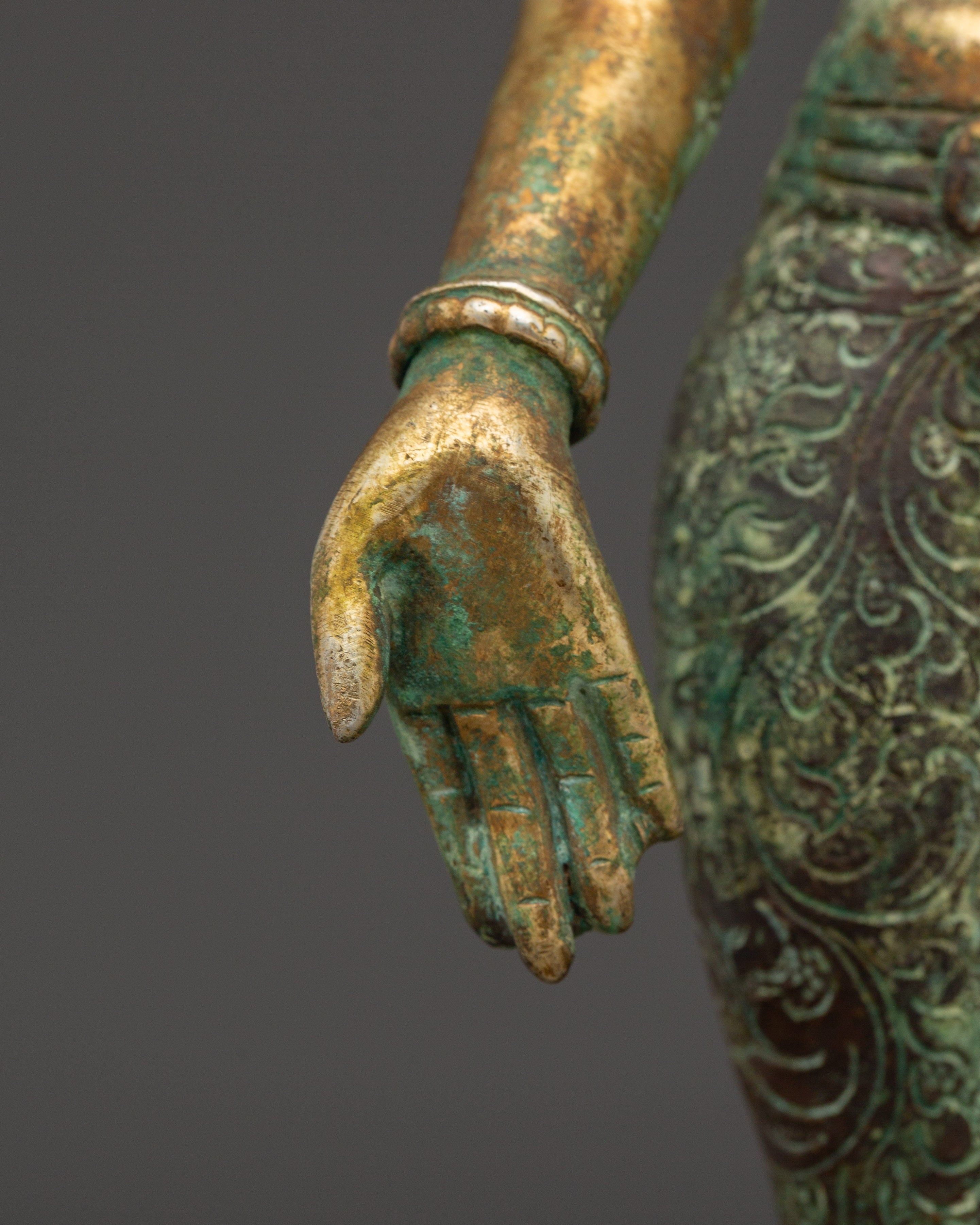 Standing Green Tara Copper Statue | Goddess of Compassion