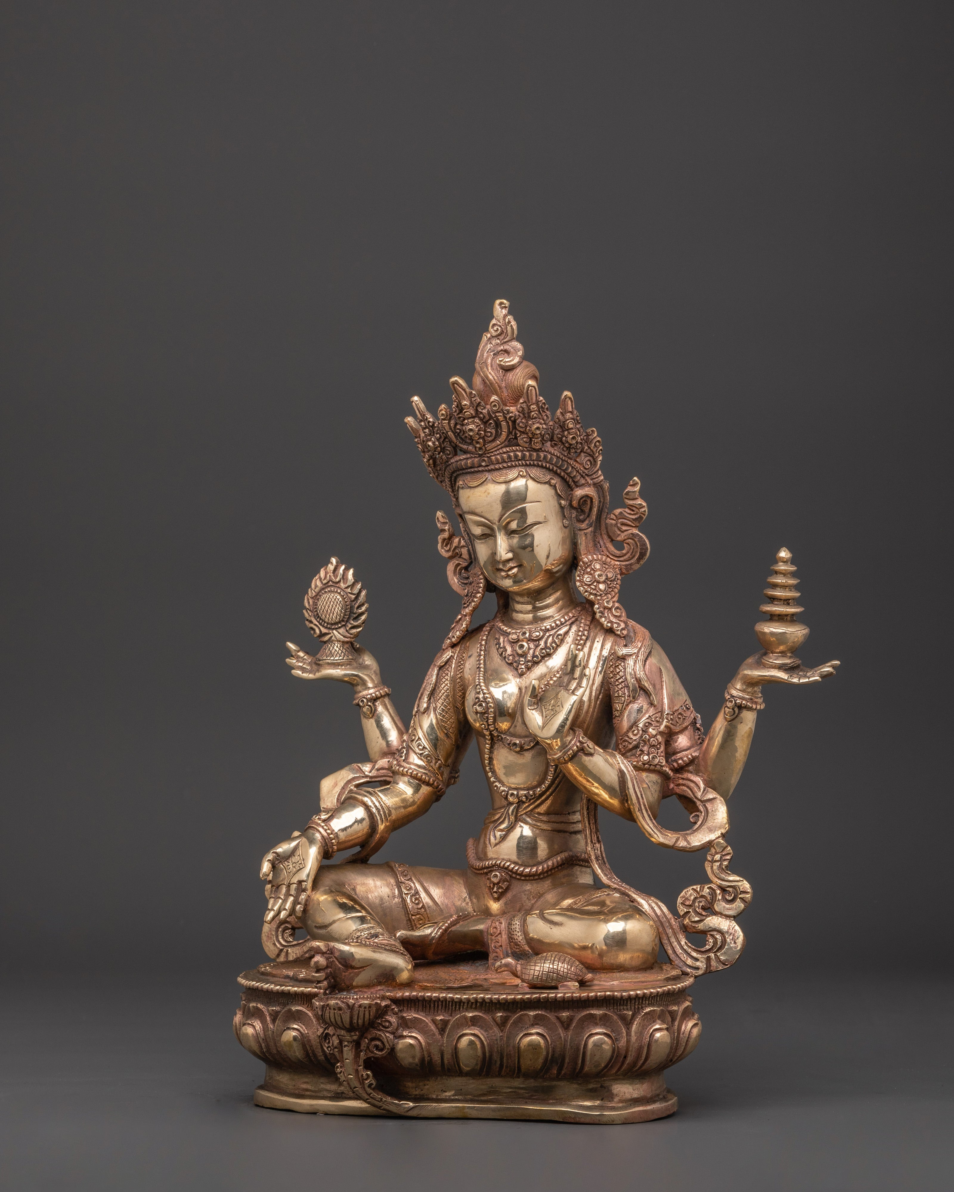Laxmi Goddess of Wealth Statue | Buddhist Style Carved Statue