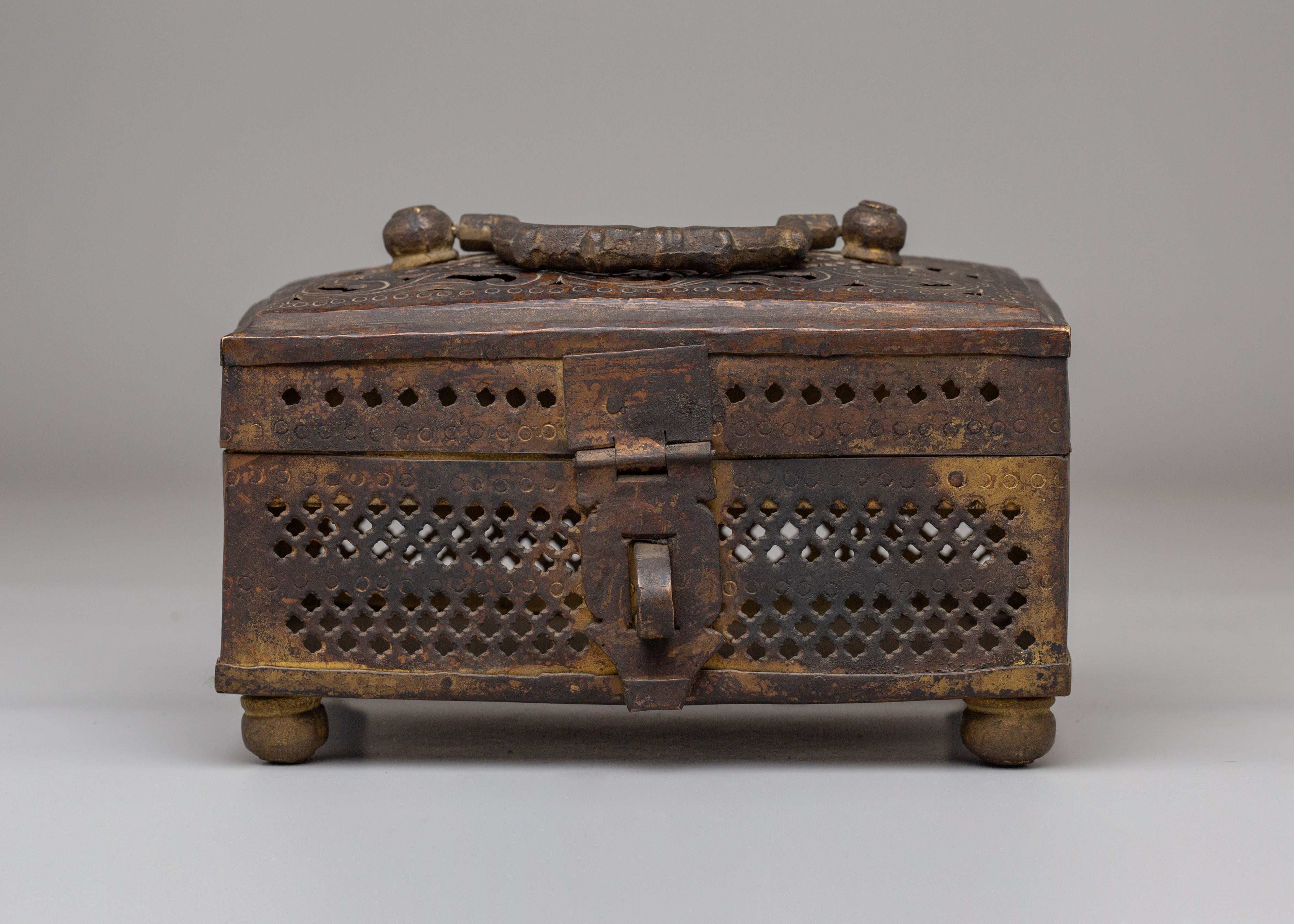 Handmade Antique Finish Box | Copper Box with Gold Plating
