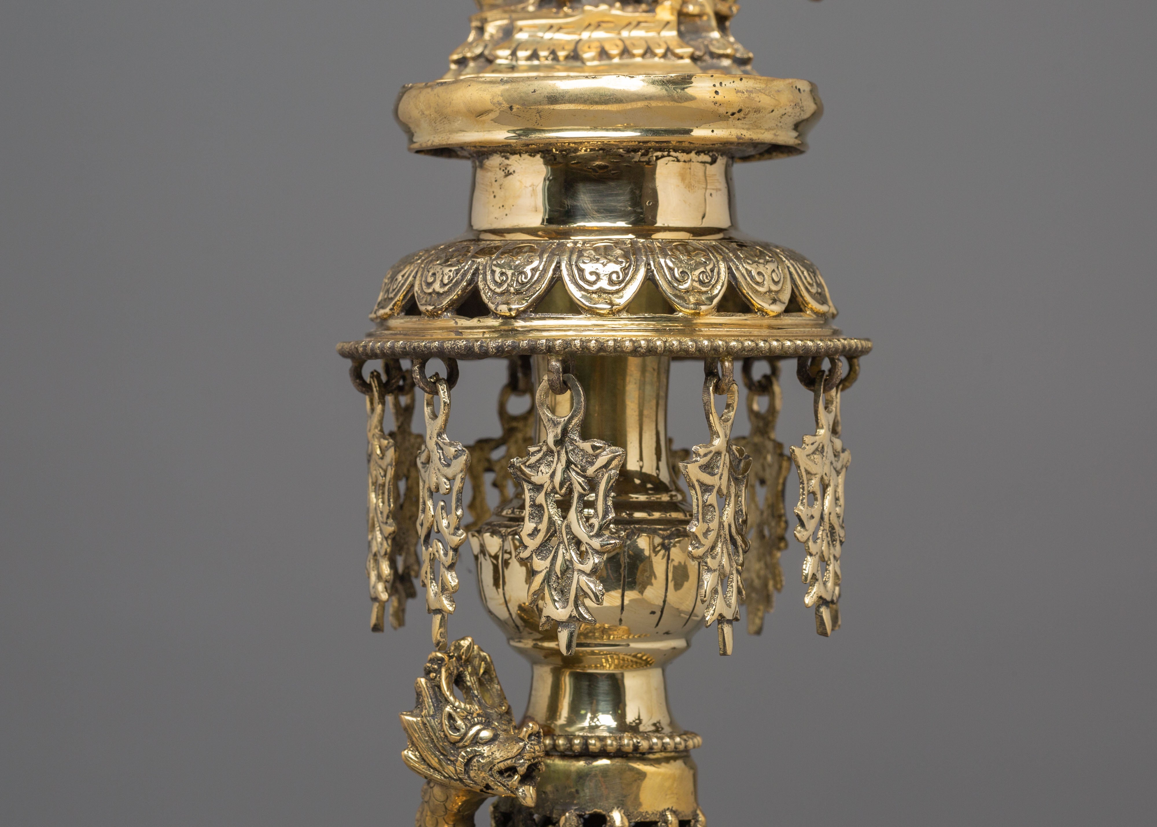 Handcrafted Panas of Ganesha and Kartikeya | Sacred Brass Oil Lamp Set