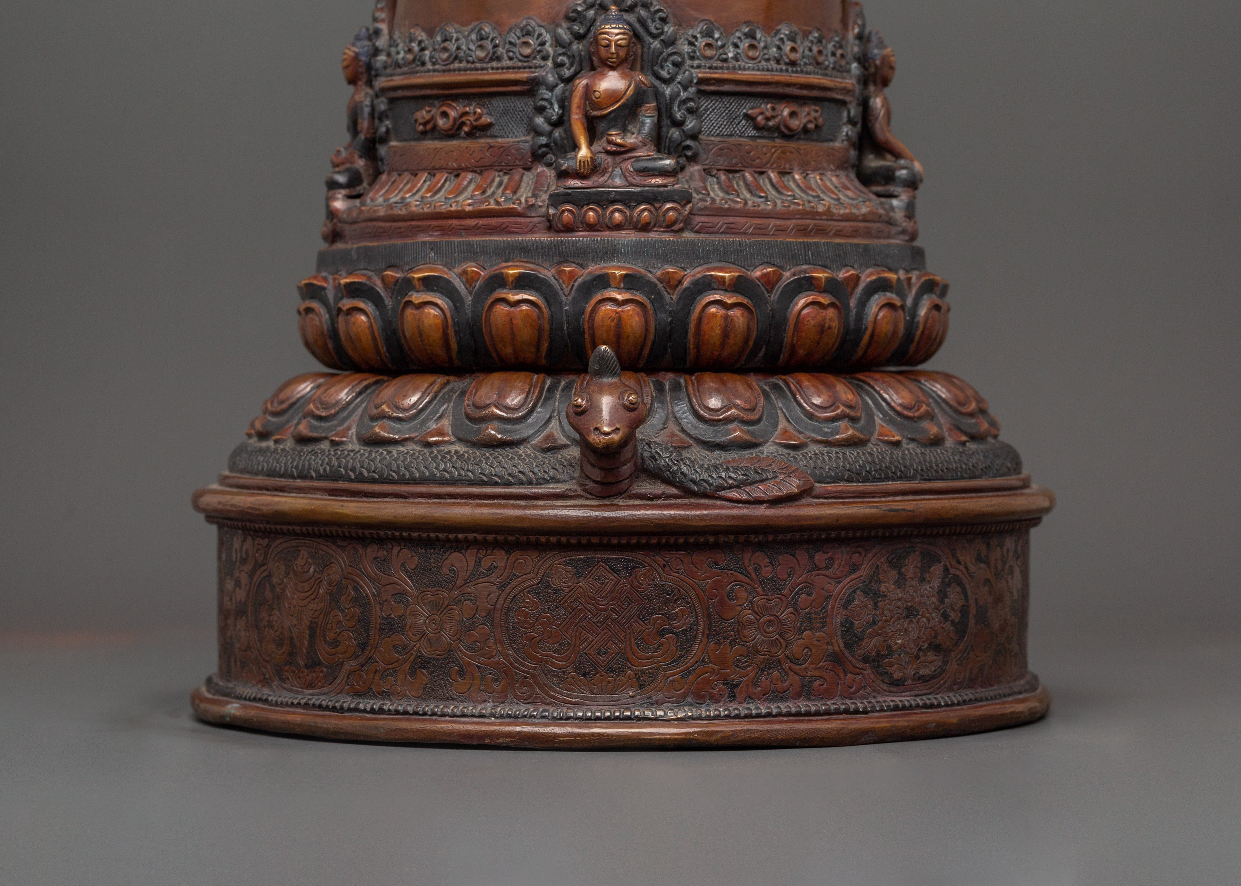 Copper Oxidized Stupa | Sacred Tibetan Shrine of Enlightenment