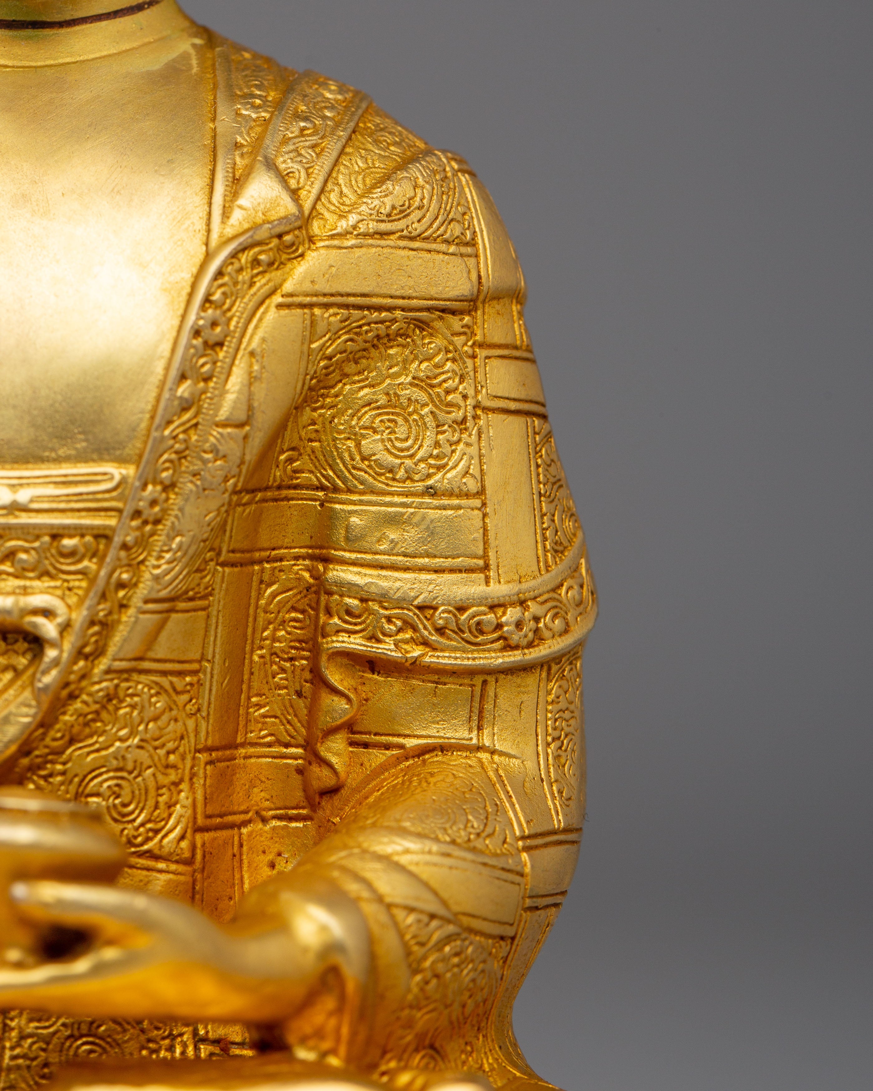 Shakyamuni Buddha Statue of Power and Knowledge | Copper Body with 24K Gold Plating