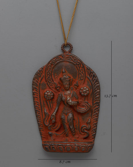 Handcrafted Buddhist Brass Locket with Deity Design | Sacred Jewelry for Spiritual Devotion