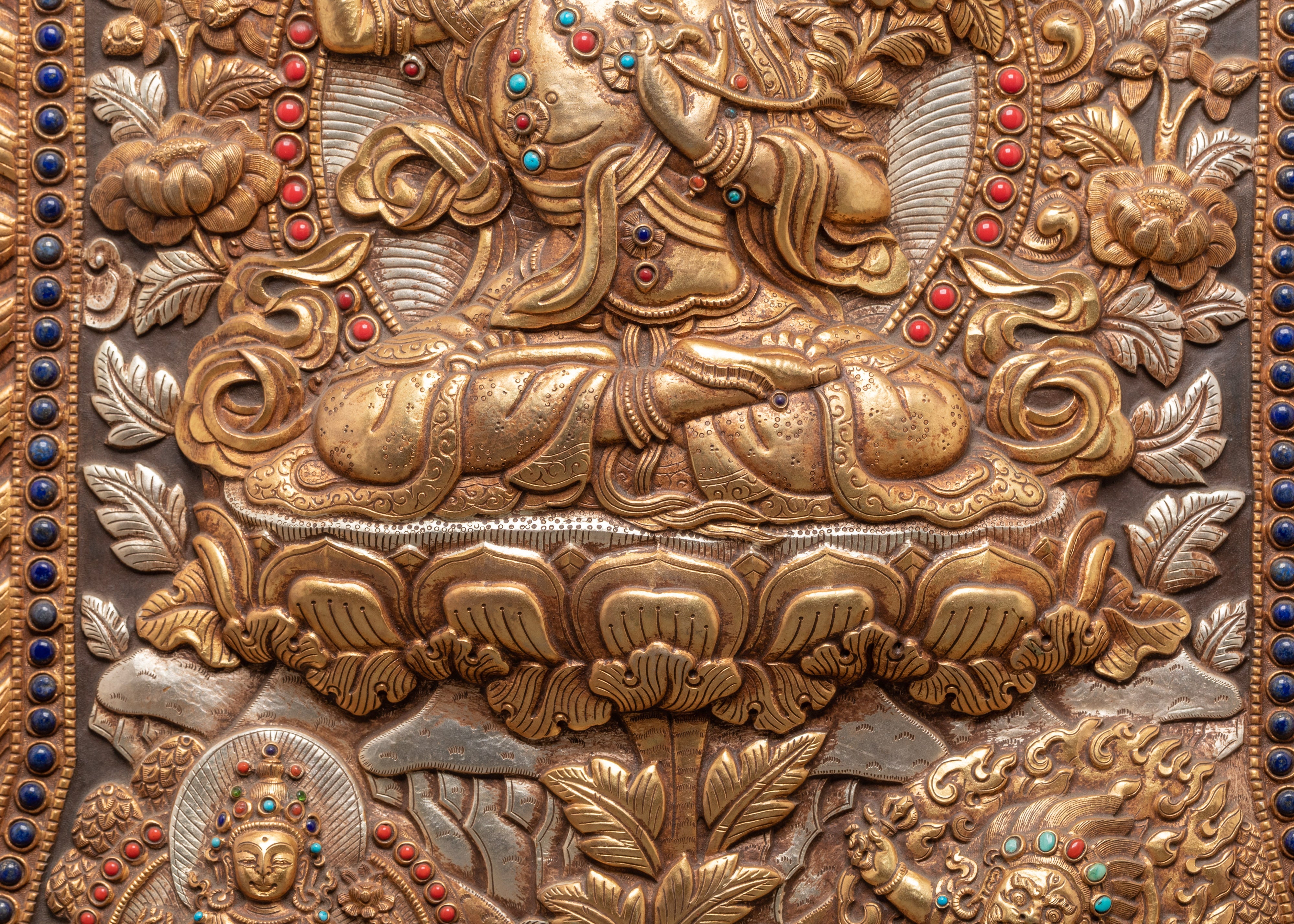 Handcrafted Manjushri Wall Hanging | Buddhist Copper Wall Art