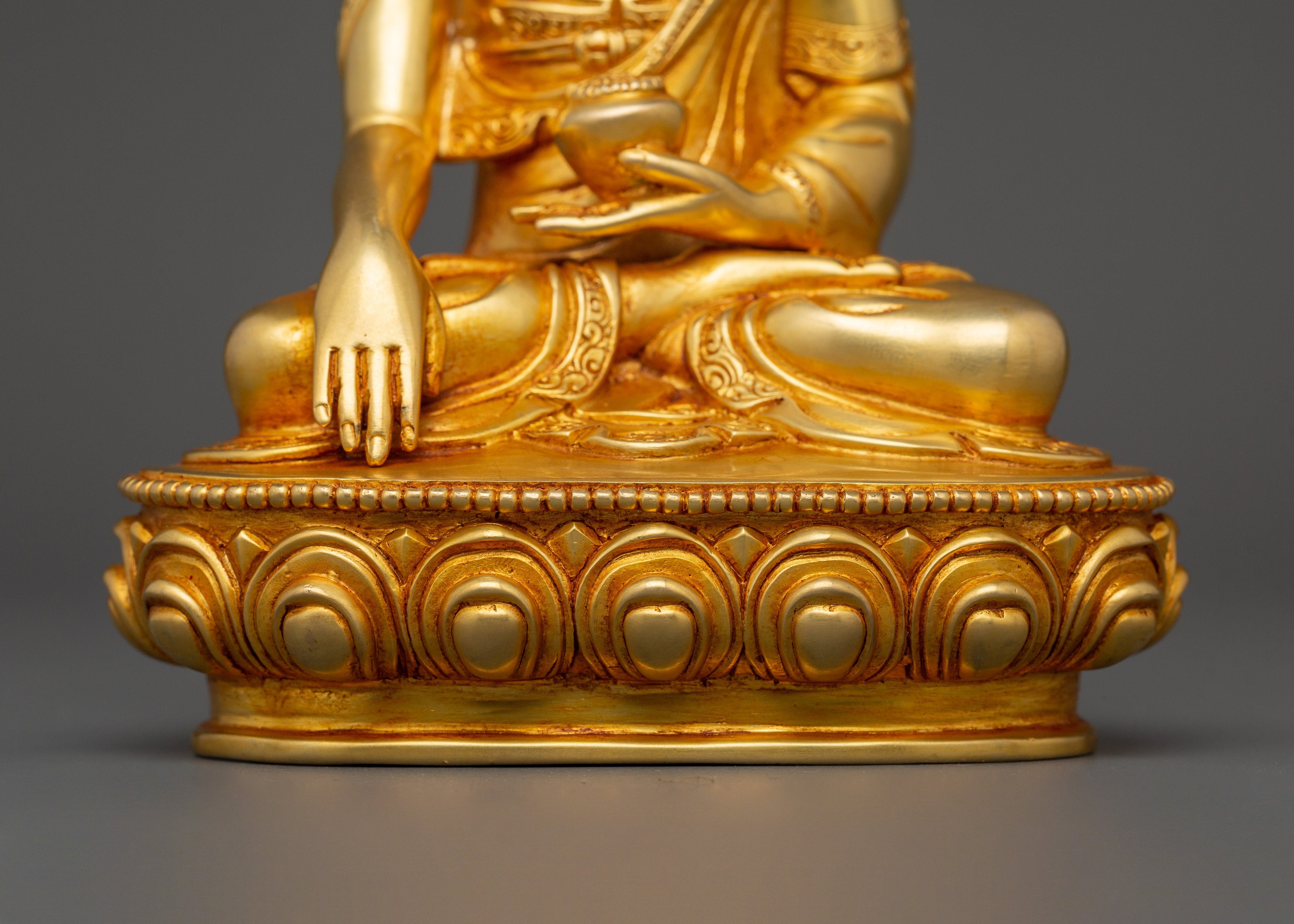 Shakyamuni Buddha Gold Plated Statue | Handcrafted Copper Deity for Meditation