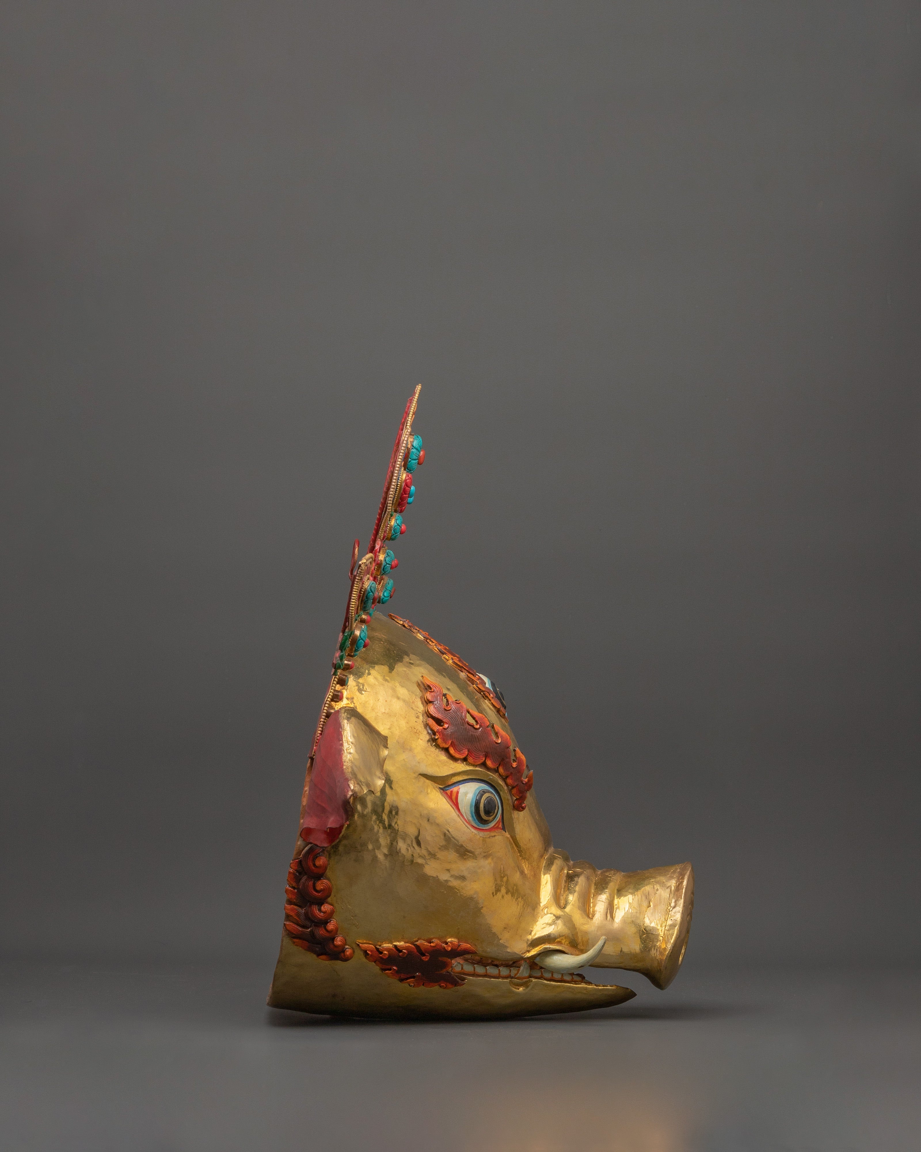 Hindu Deity Varaha Copper Mask | Handmade Spiritual Artwork for Altar