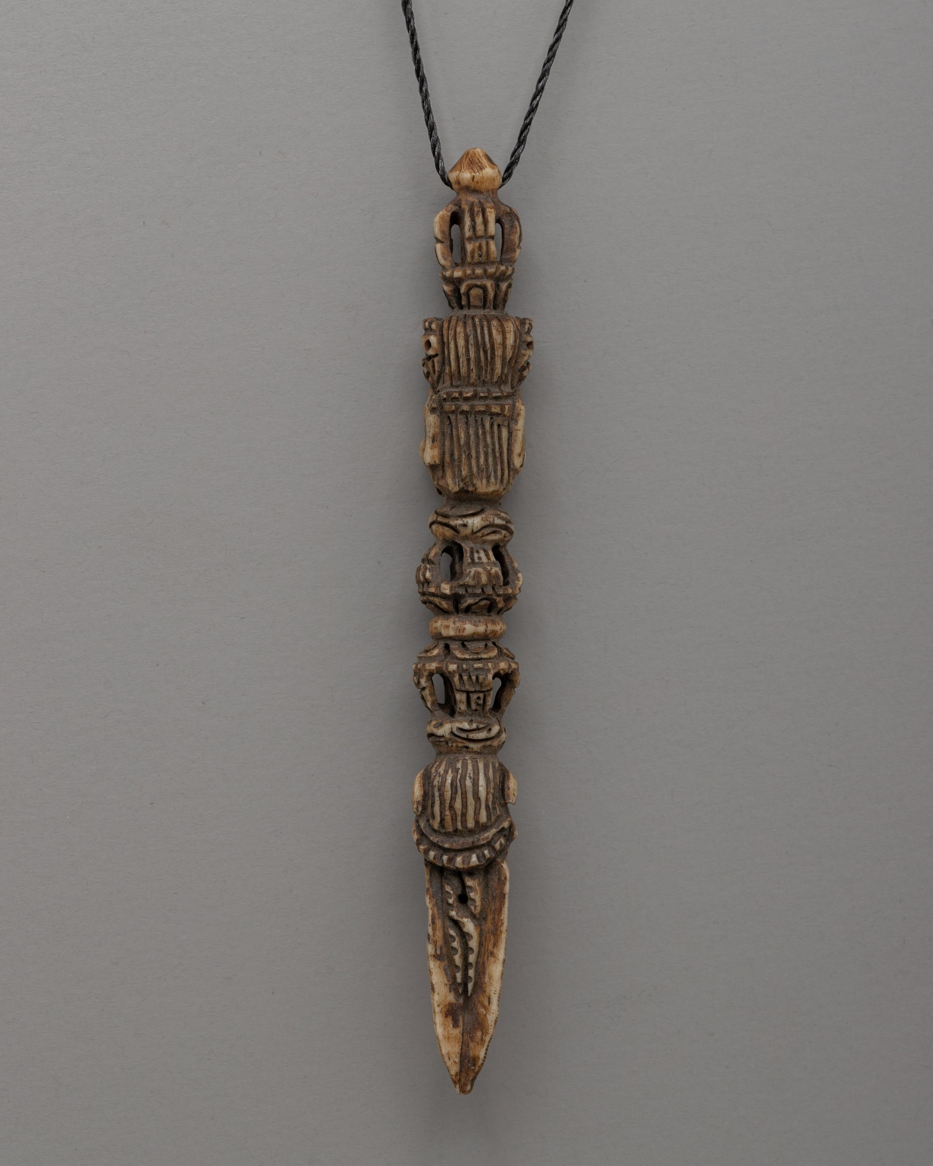 Phurba-Inspired Buffalo Bone Hand-Carved Locket | Perfect Sacred Meditation Pendant