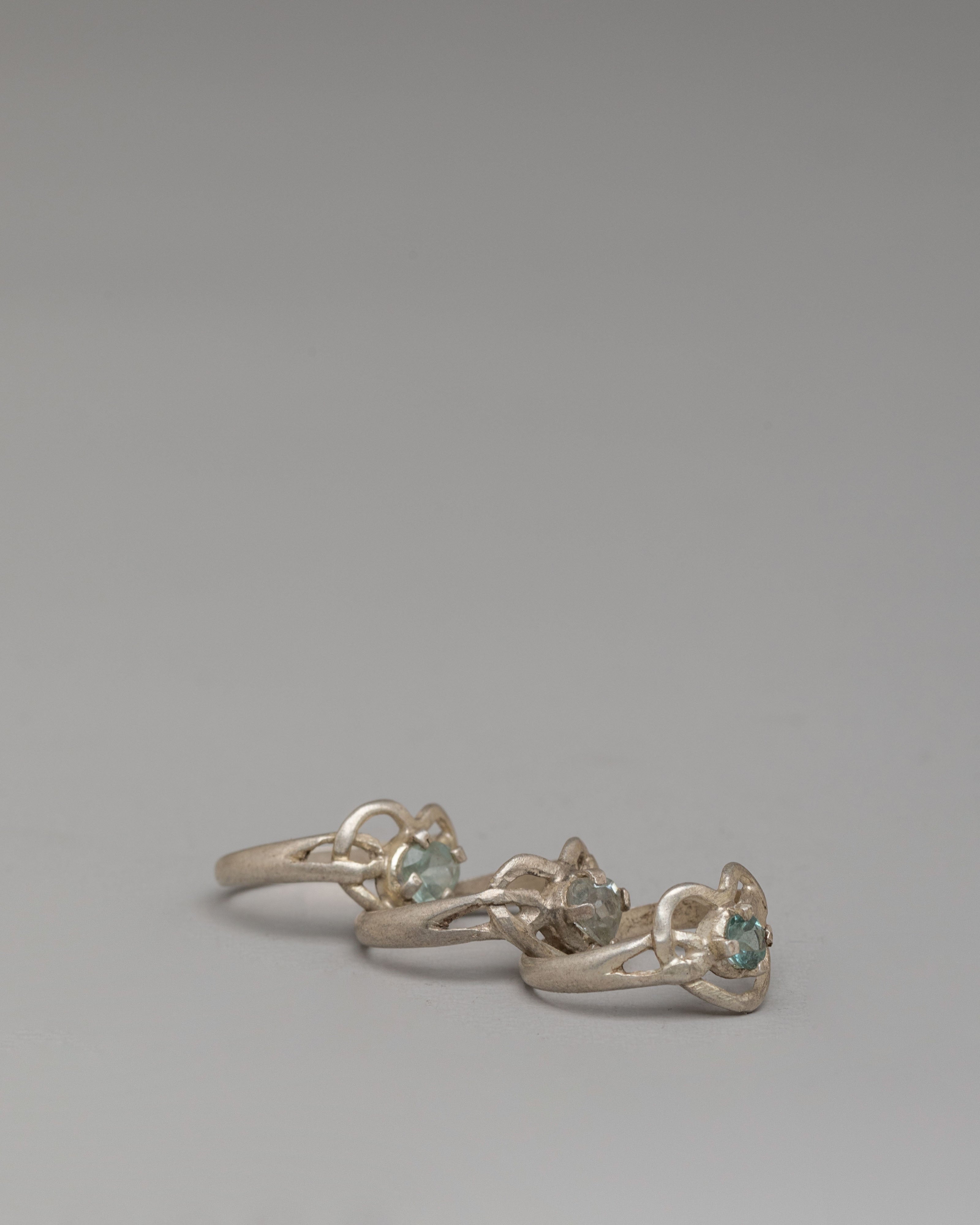 Three Piece Silver Ring Set | Handcrafted Natural Zircon Rings