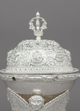 Silver Ritual Offering Kapala Bowl | Handcrafted Skull Cup