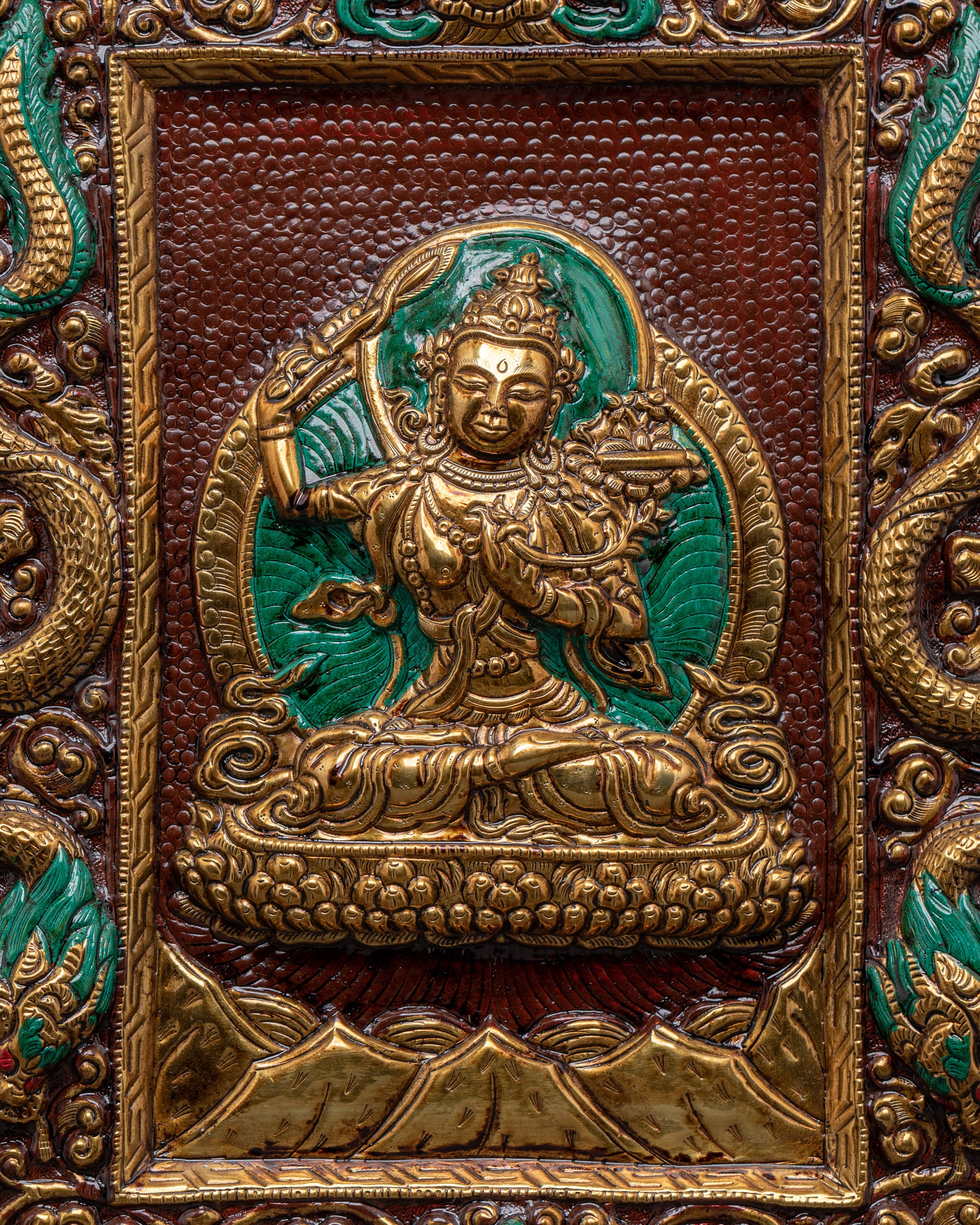 Manjushri Brass Wall Hanging | Buddhist Wisdom Decor