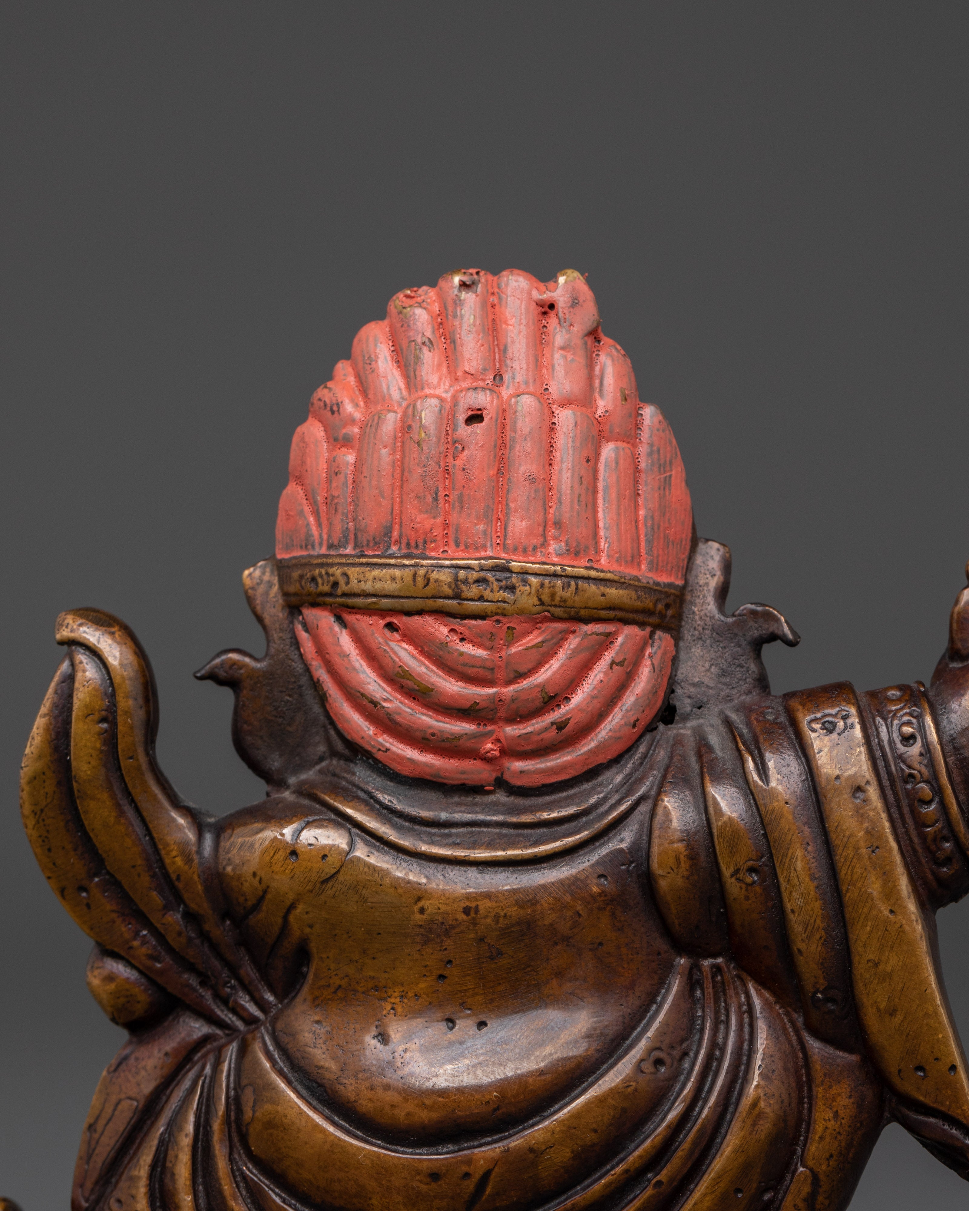 Handcrafted Mahakala Protector Statue | Copper Oxidized Tibetan Wrathful Deity Sculpture