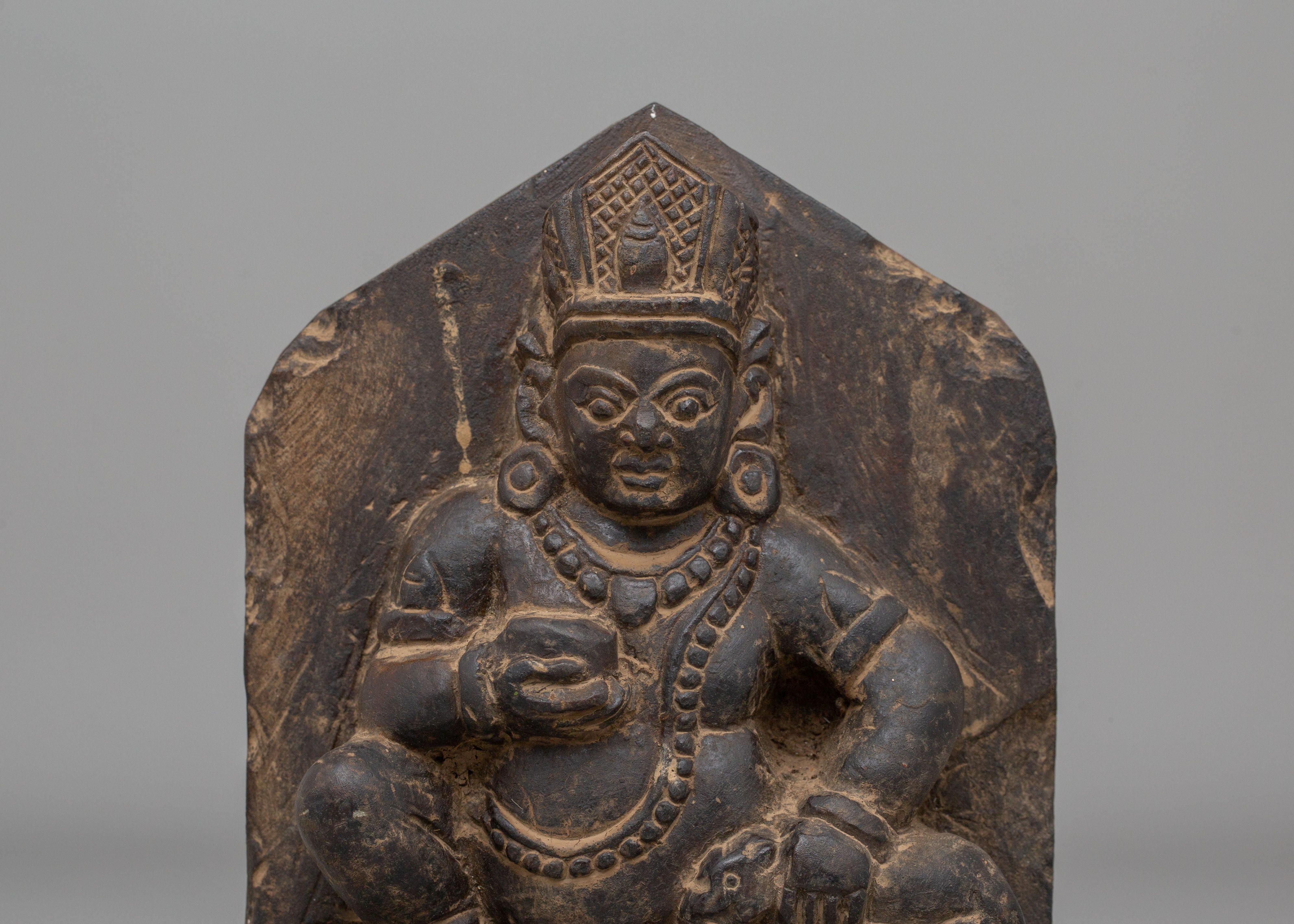 Dzambhala Wealth Protector Deity Statue | Stone Buddhist Sculpture
